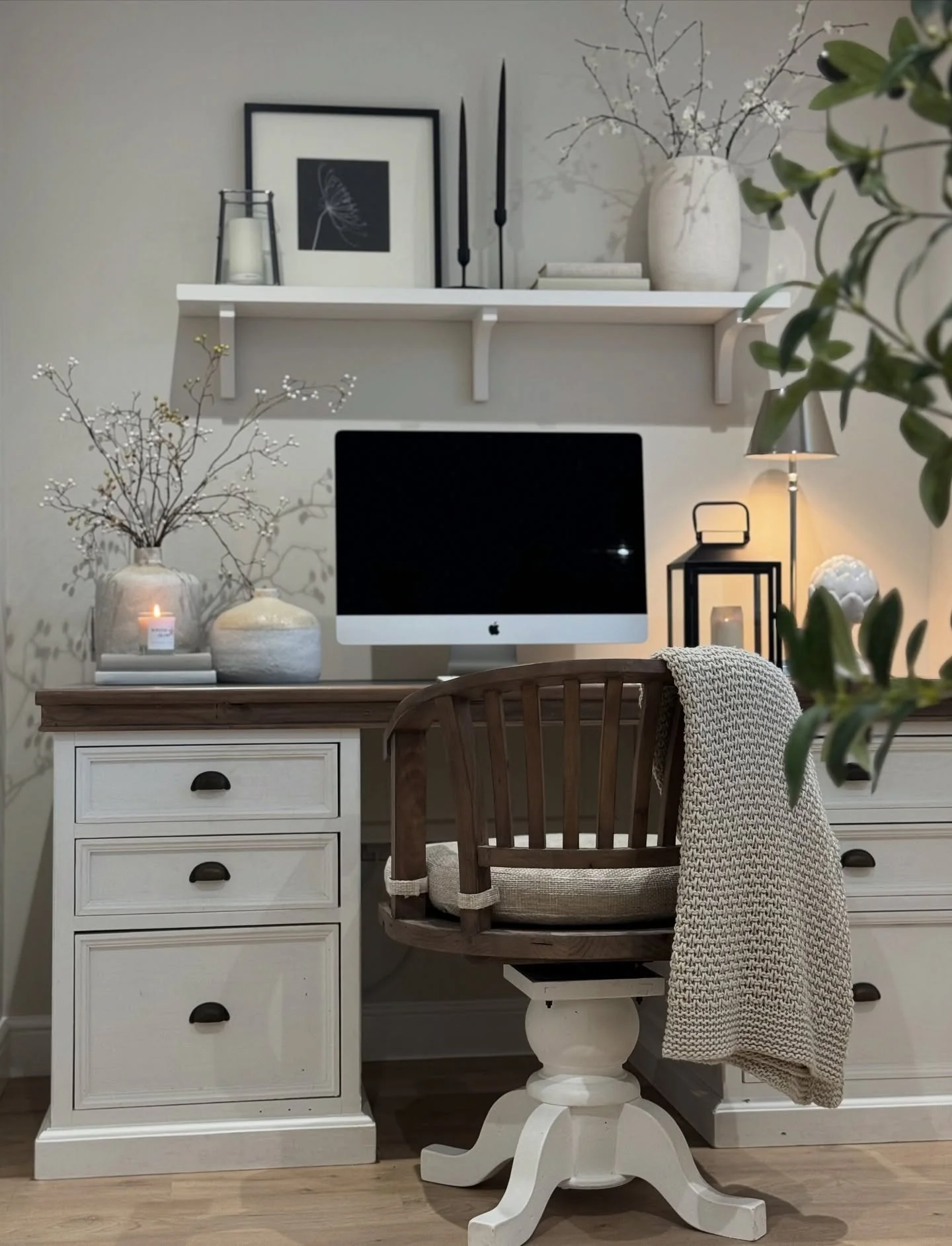 Rustic-Neutral Workspace with Timeless Appeal