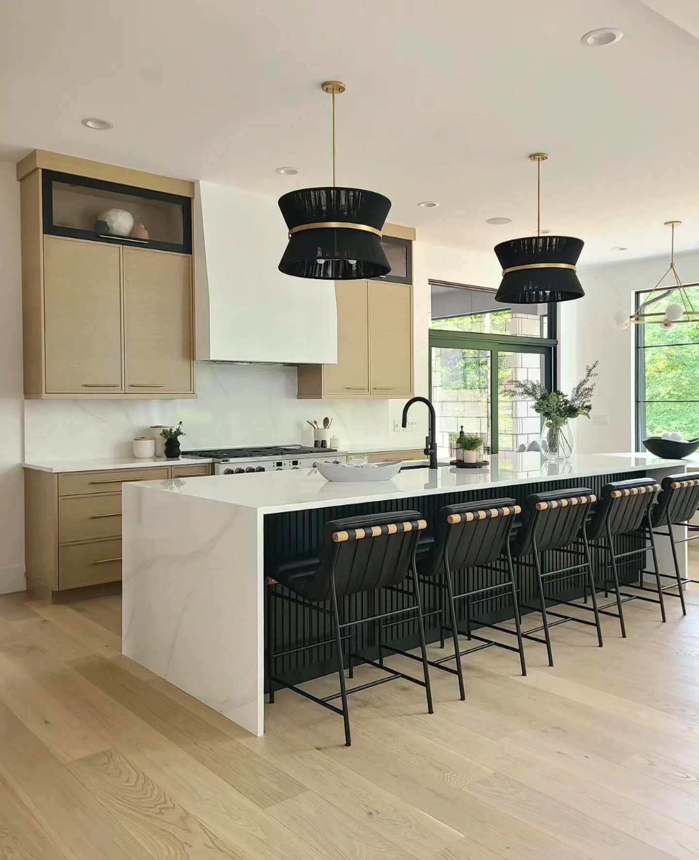 Minimalist Scandinavian Contrast with Natural Wood (Kitchen Cabinet Ideas)
