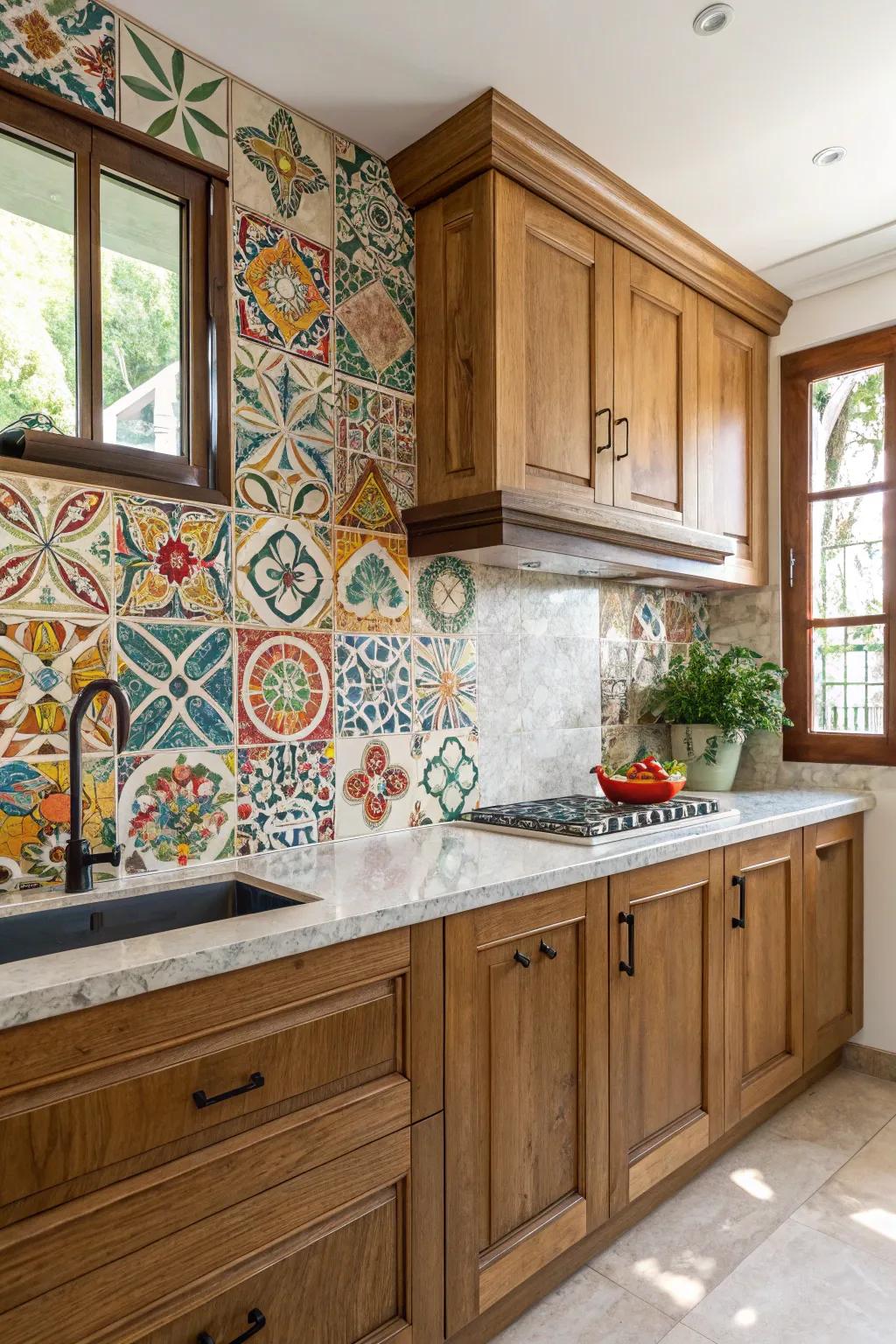 Patterned tiles bring cultural flair to your kitchen.