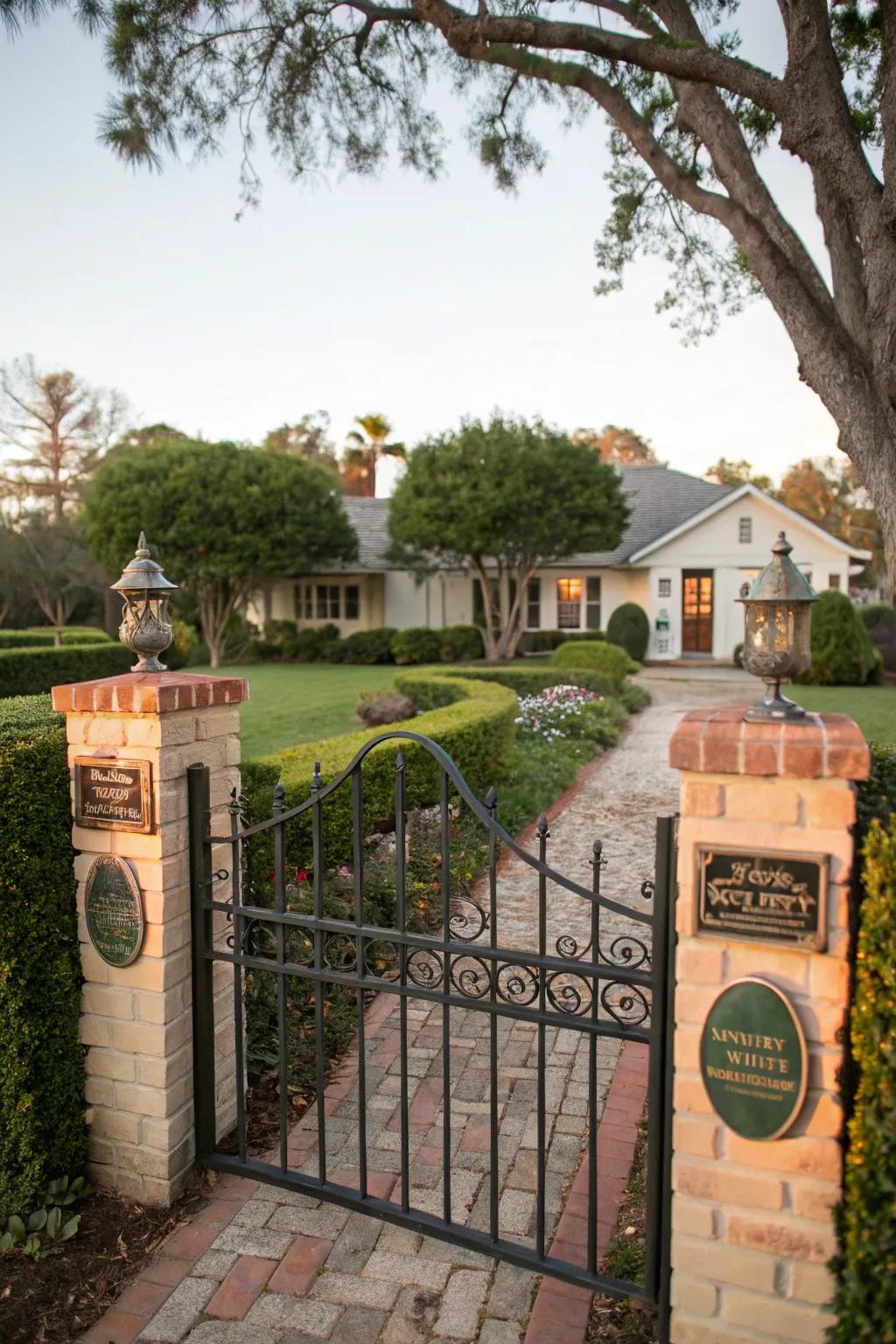 A gate with personalized plaques.
