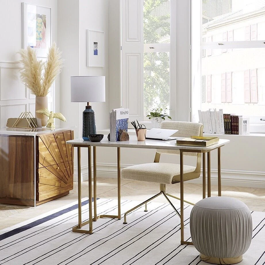 Glamorous Workspace with Golden Highlights