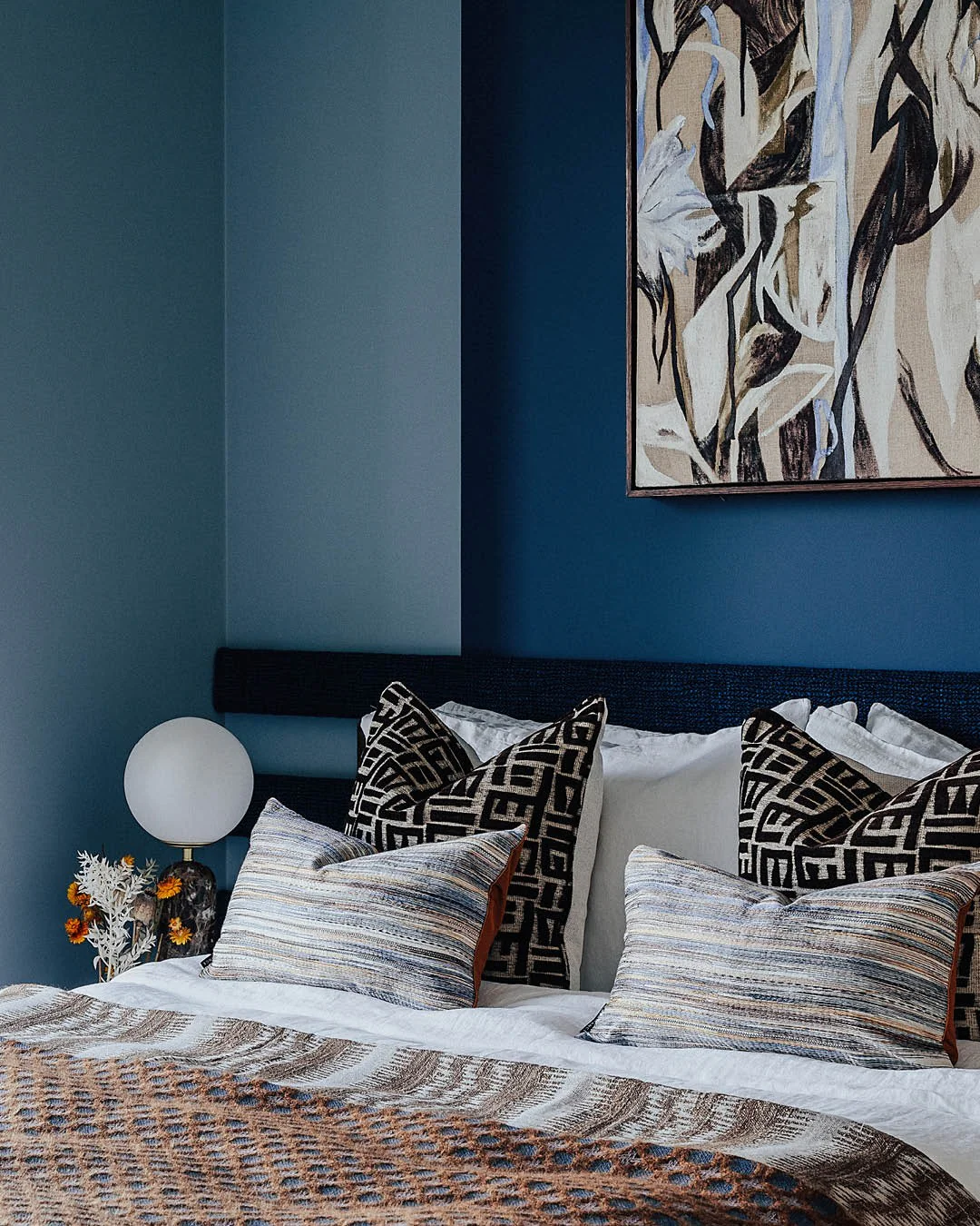 Textured Patterns with Deep Blue Walls