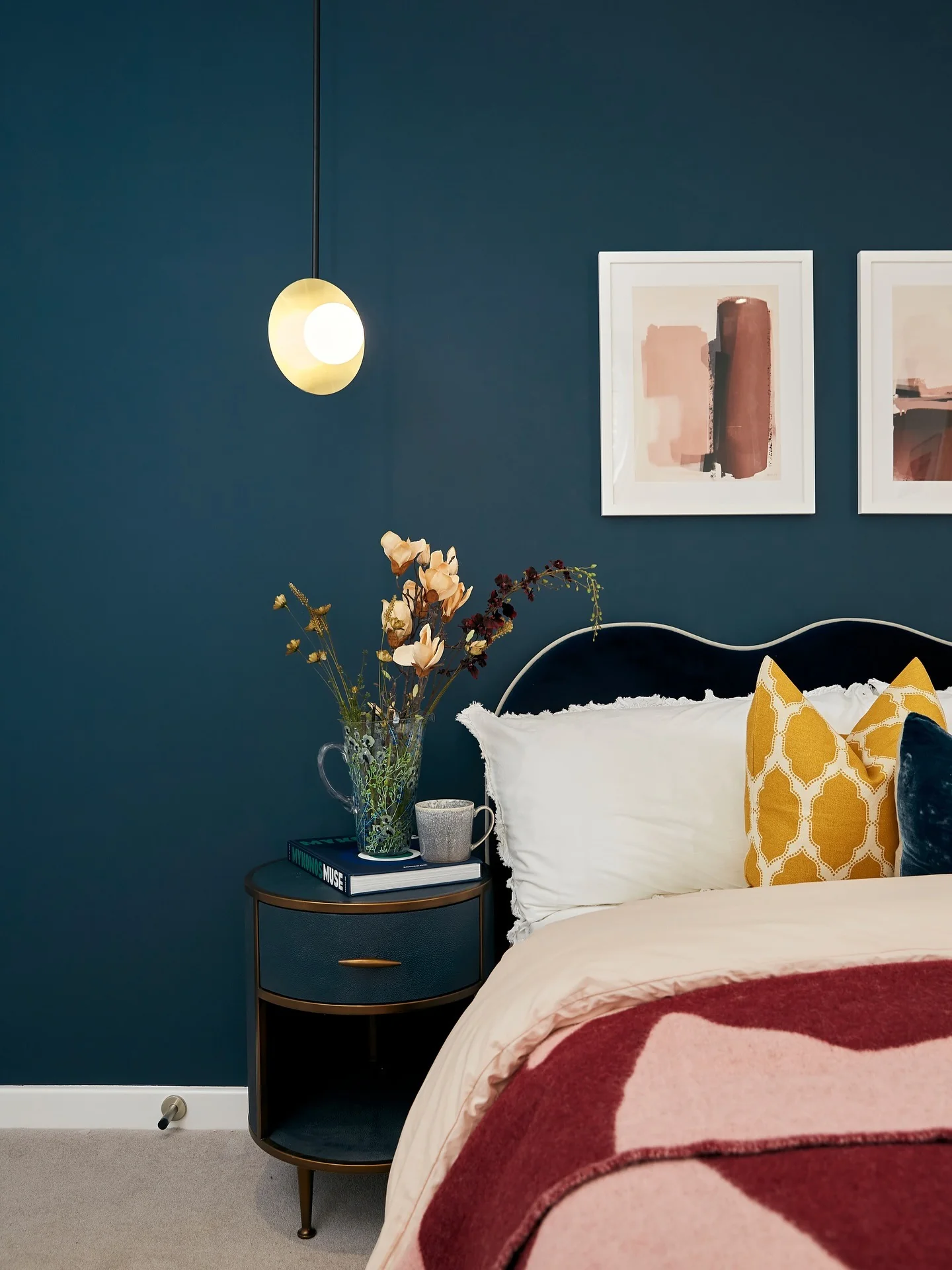 Bold Blue Bedroom with Vibrant Accents
