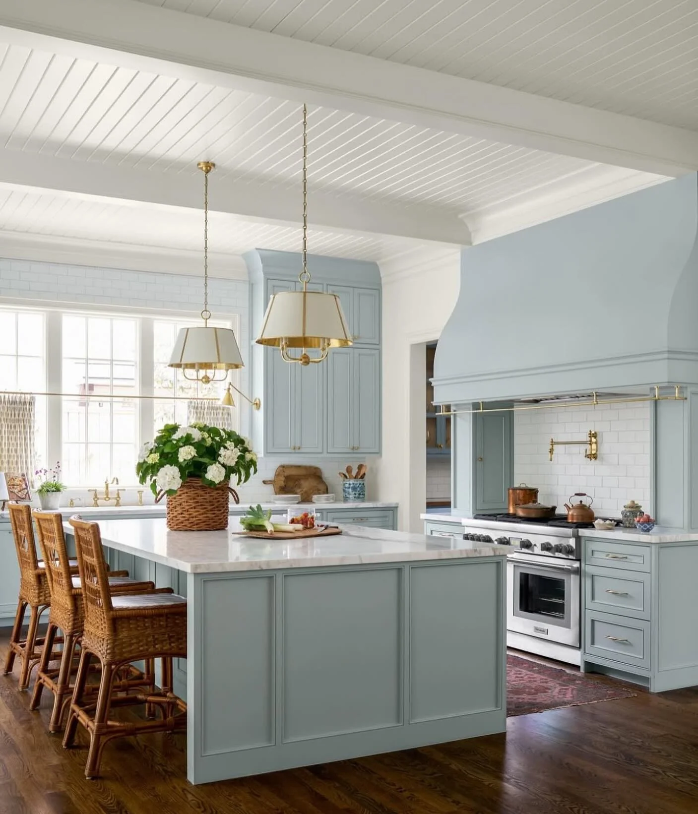 Serene Sky Blue with Natural Woven Accents (Kitchen Centerpiece Ideas)