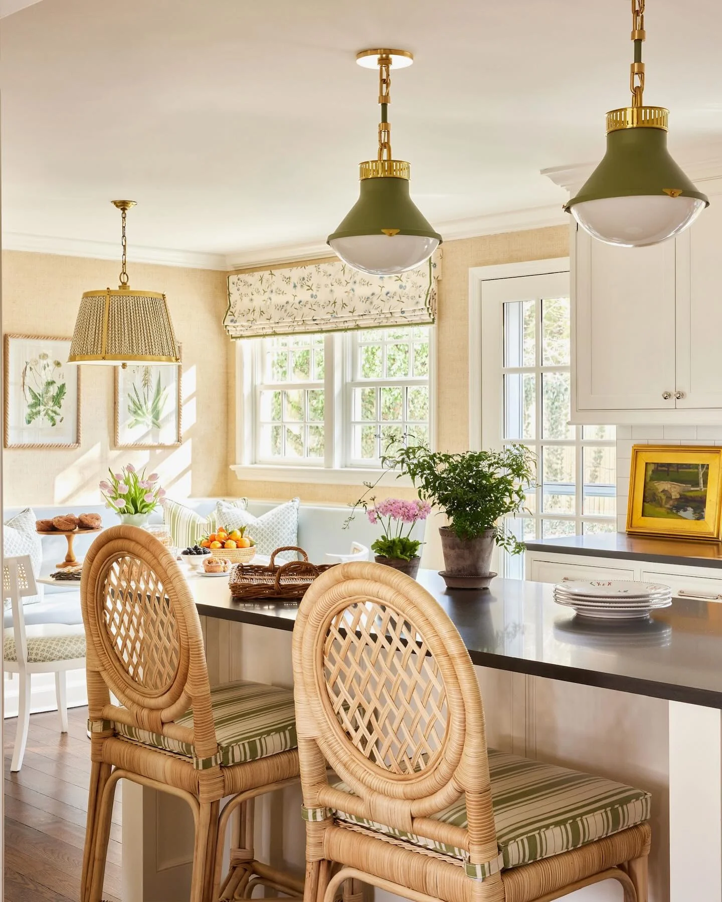 Cozy Cottage Feel with Rattan and Greenery (Kitchen Centerpiece Ideas)