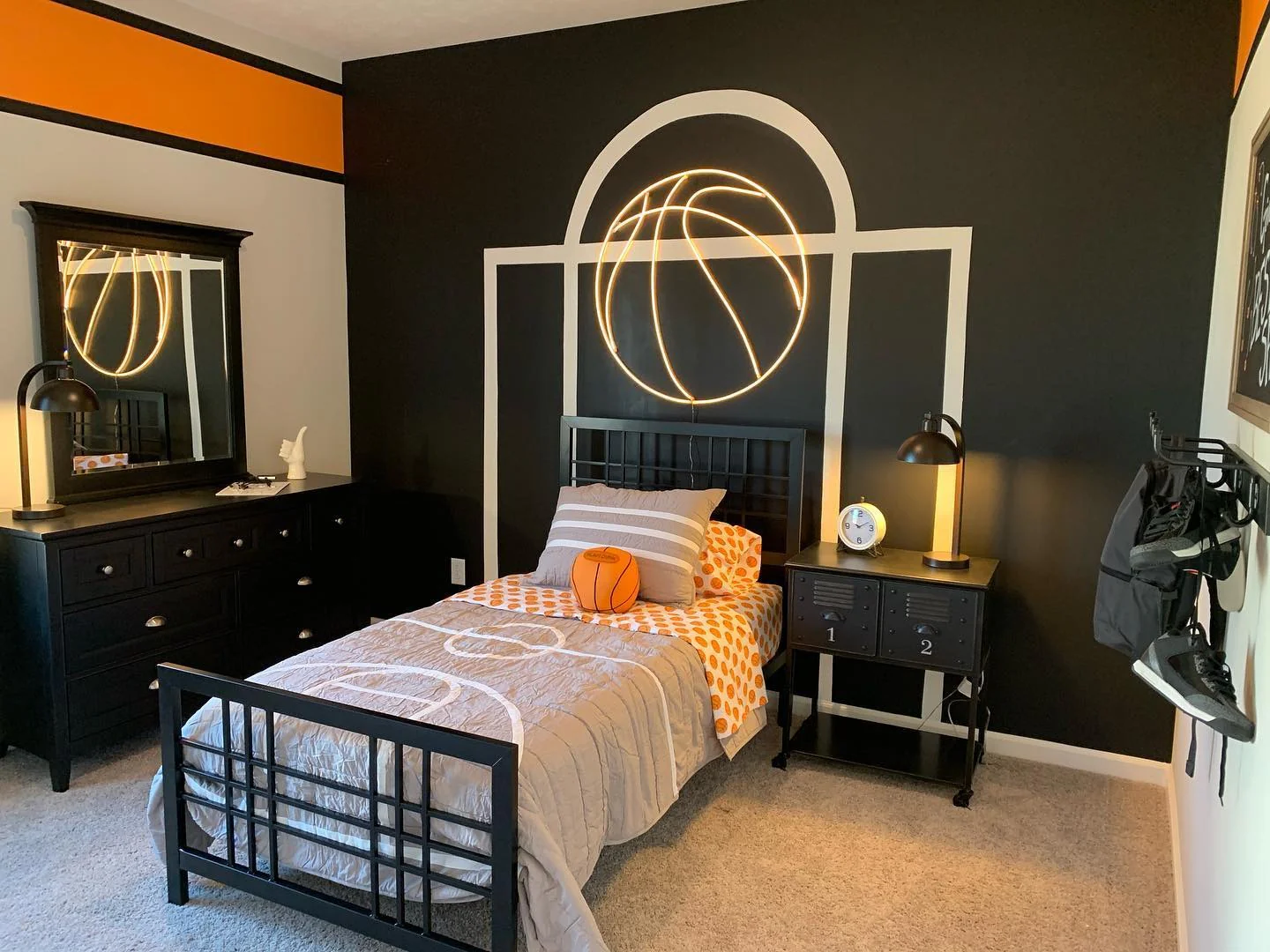 Dramatic Statement Wall with Basketball Silhouette