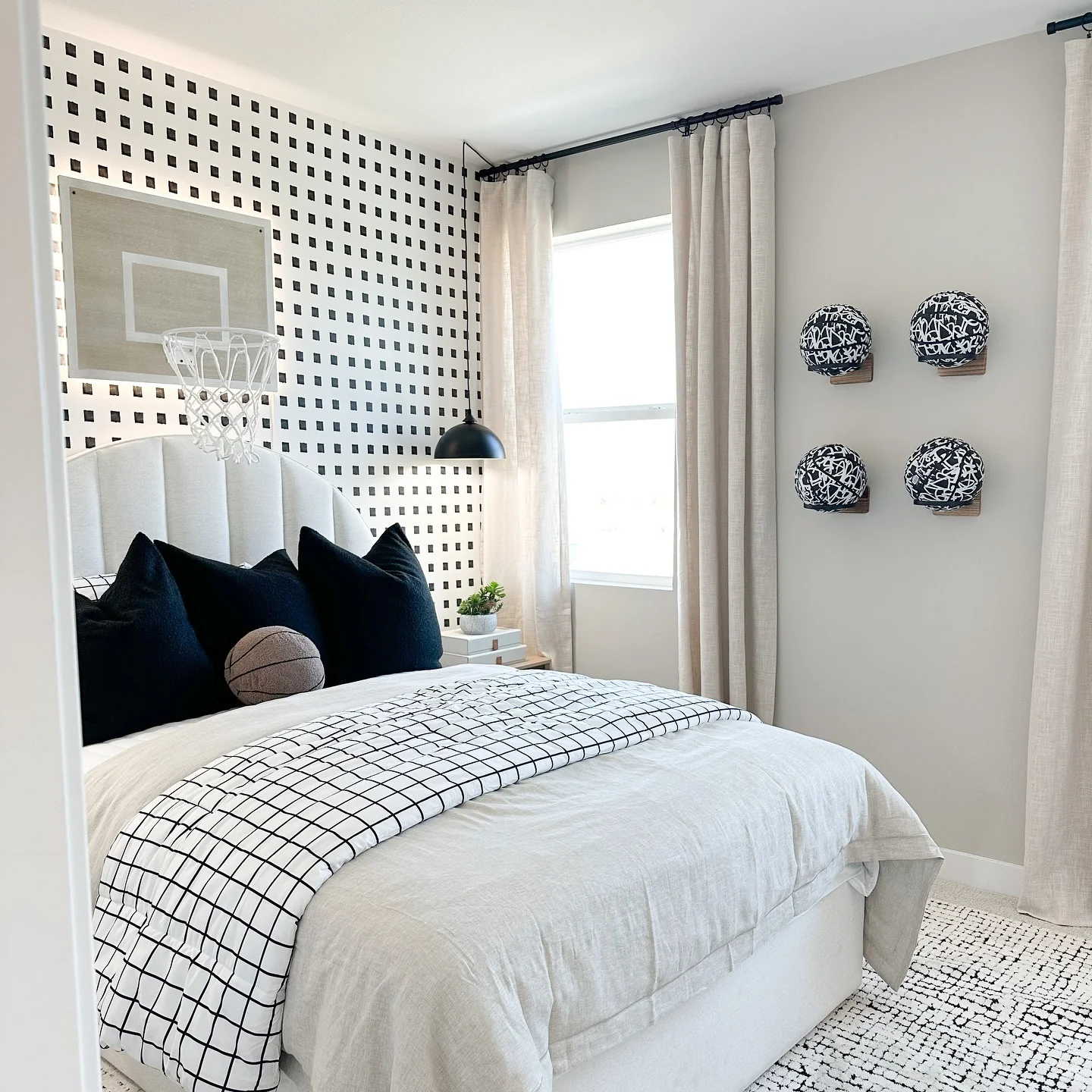 Graphic Monochrome with Basketball Accents