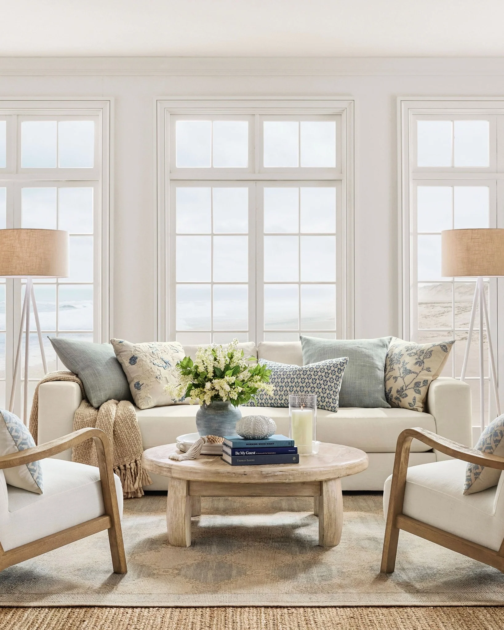 Serene Oceanfront Coastal Living Room