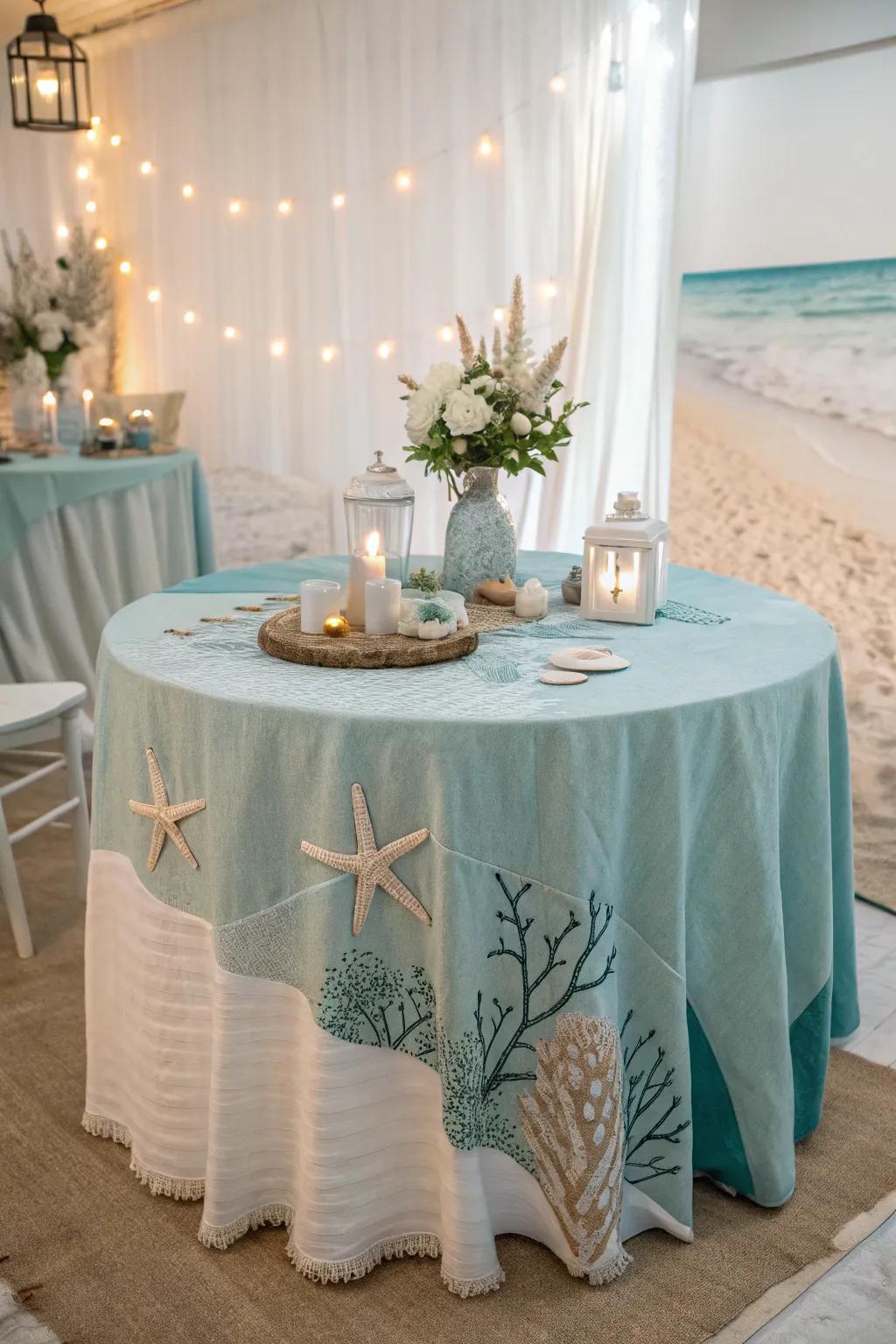 Ocean hues bring a serene, coastal feel to your table.