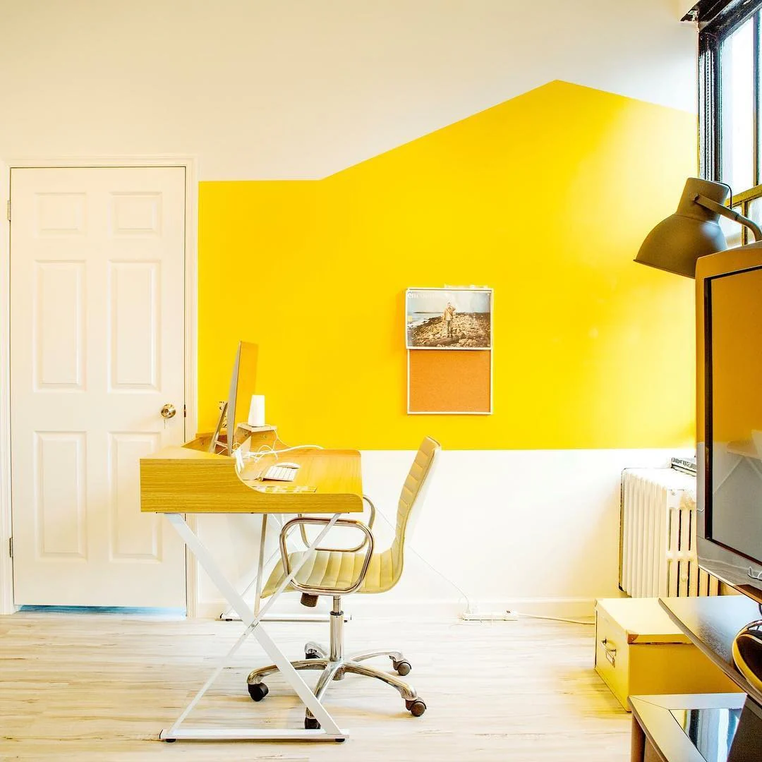 Geometric Yellow Accent Minimalist Office
