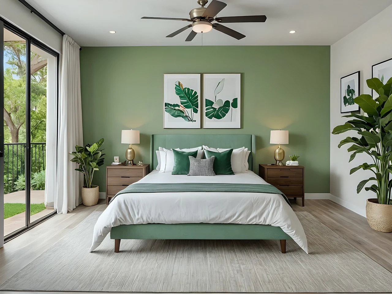 Contemporary Green Sophistication with Botanical Flair