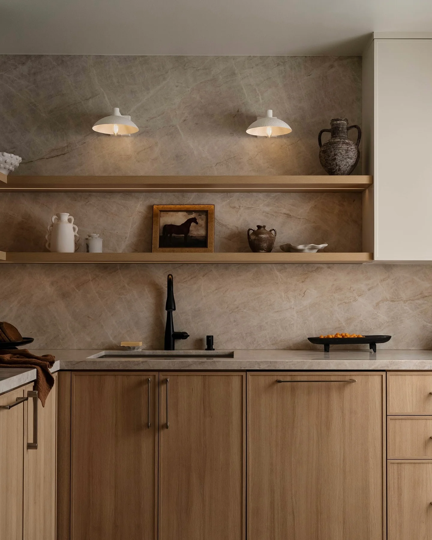 Natural Elements with Stone and Wood Harmony (Wooden Kitchen Ideas)