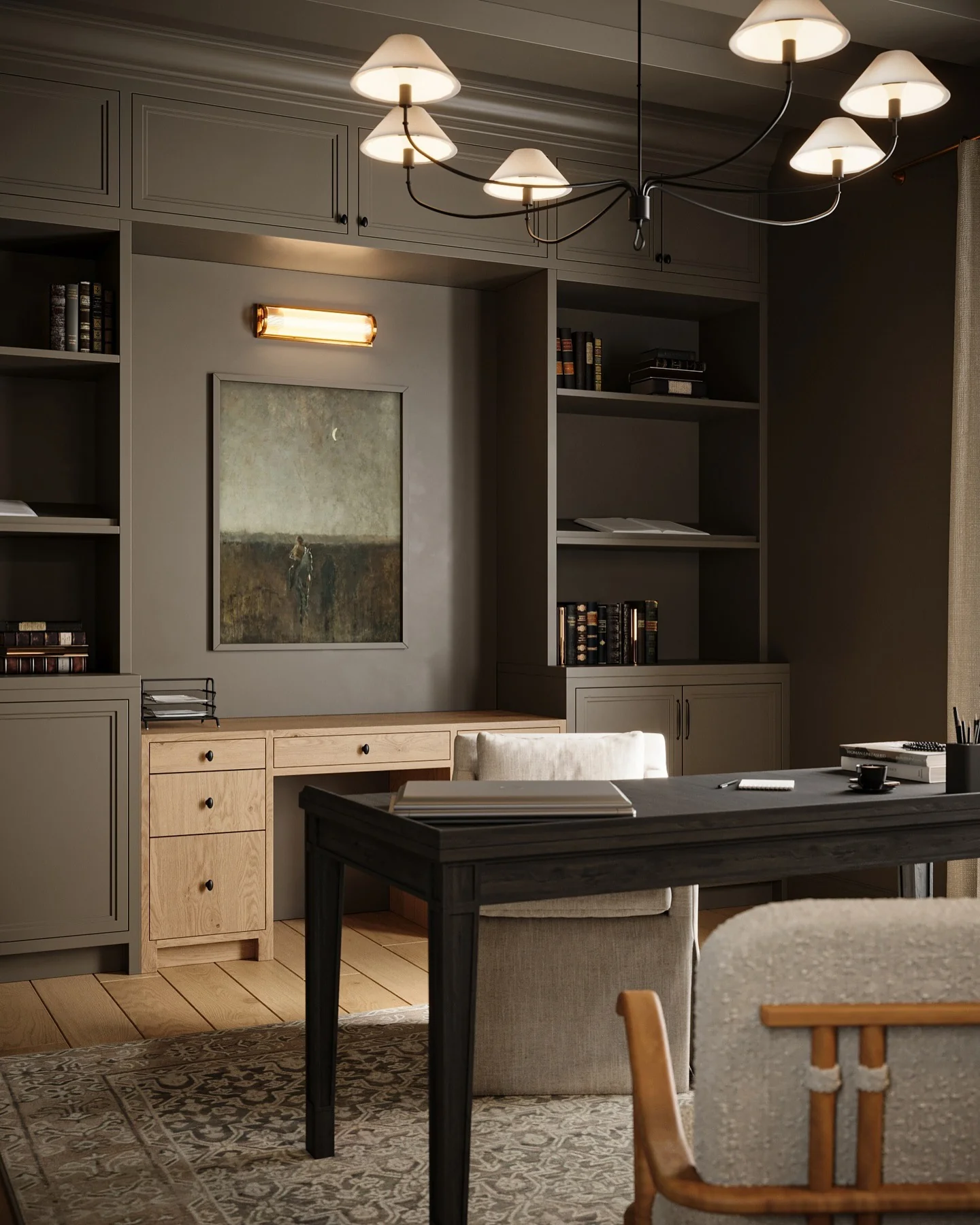 Timeless Library-Style Office (Minimal Office Ideas)