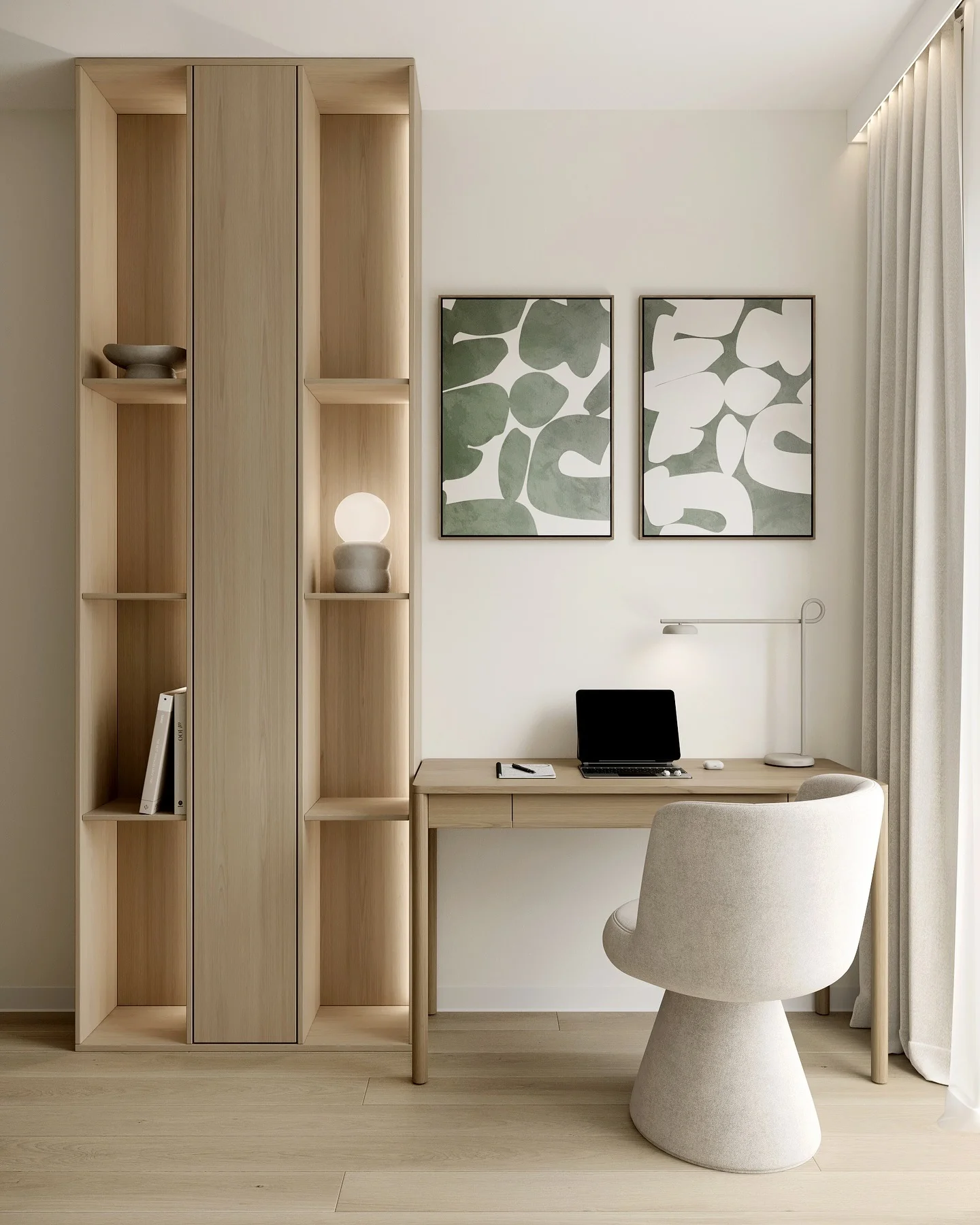 Bright Light Oak Workspace (Minimal Office Ideas)