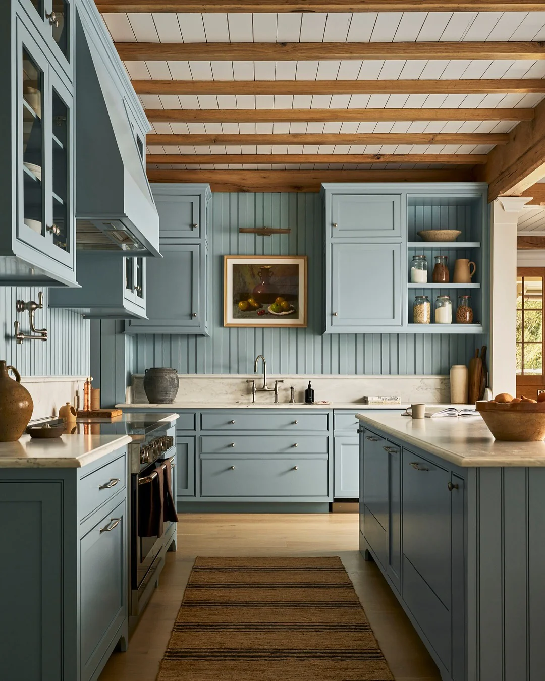 Country-Inspired Soft Blue with Beadboard Detailing (Barndo Kitchen Ideas)