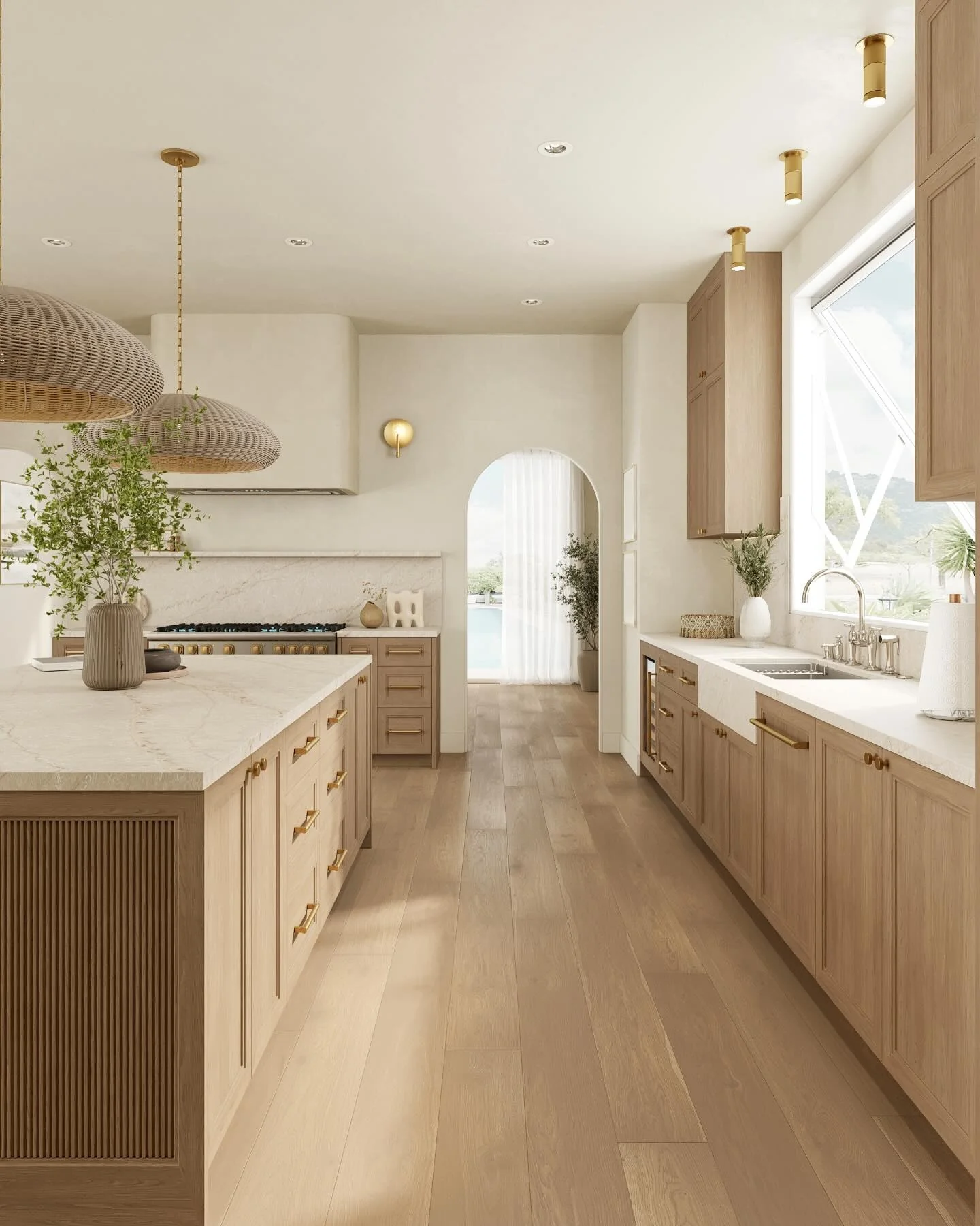 Minimalist Light Oak with Elegant Gold Accents (Barndo Kitchen Ideas)