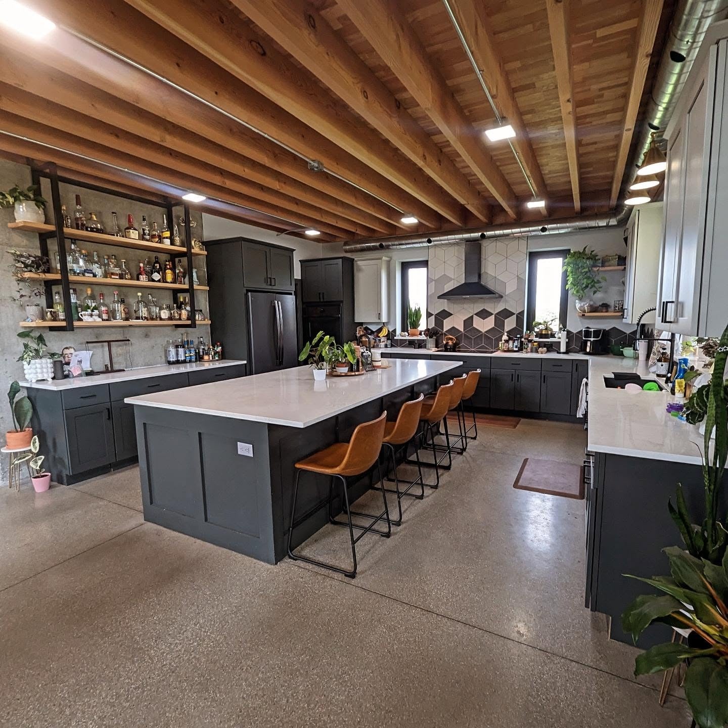 Industrial Chic with Charcoal Cabinets (Barndo Kitchen Ideas)