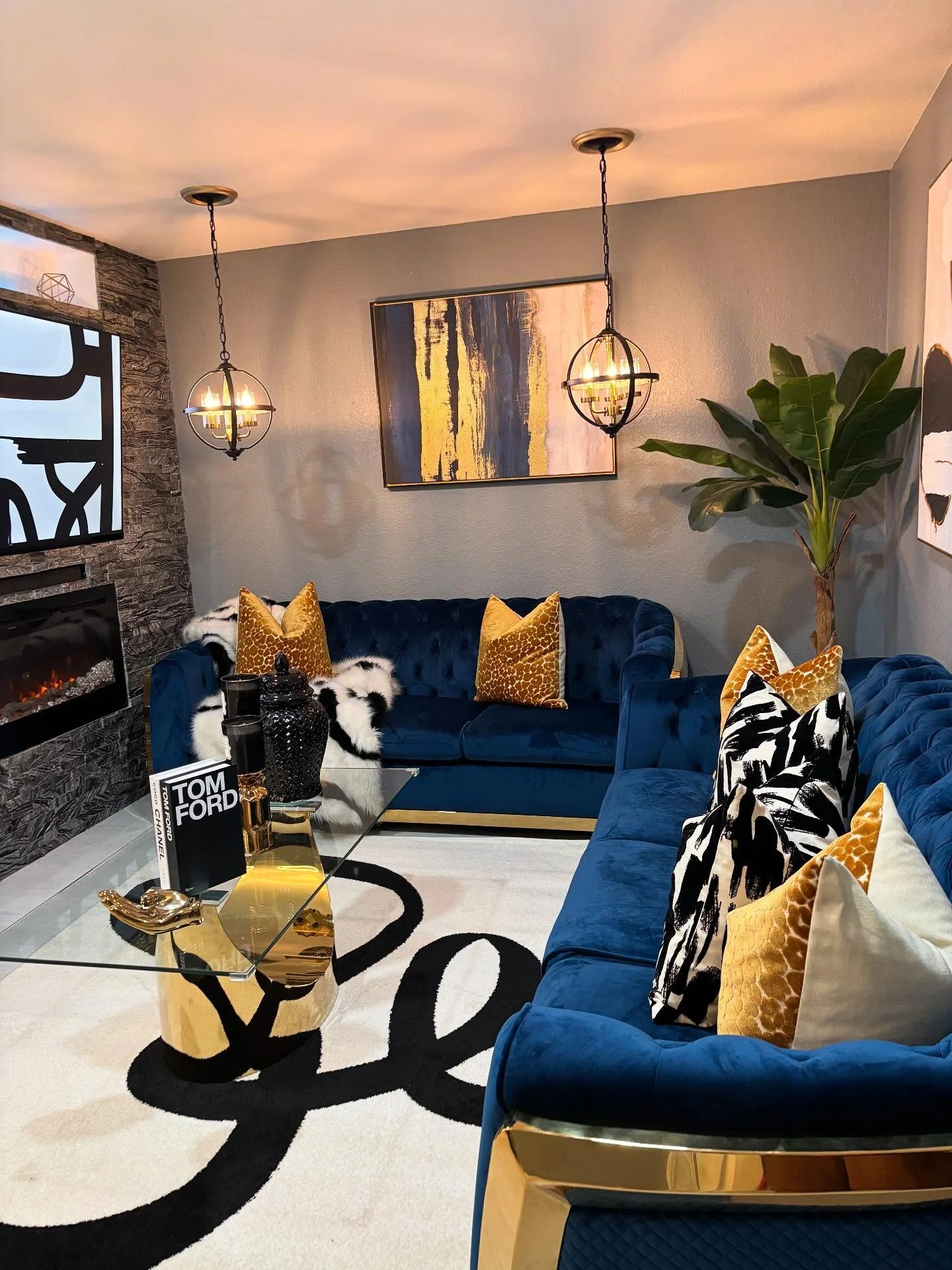 Hollywood Glamour with Sapphire Velvet and Gold