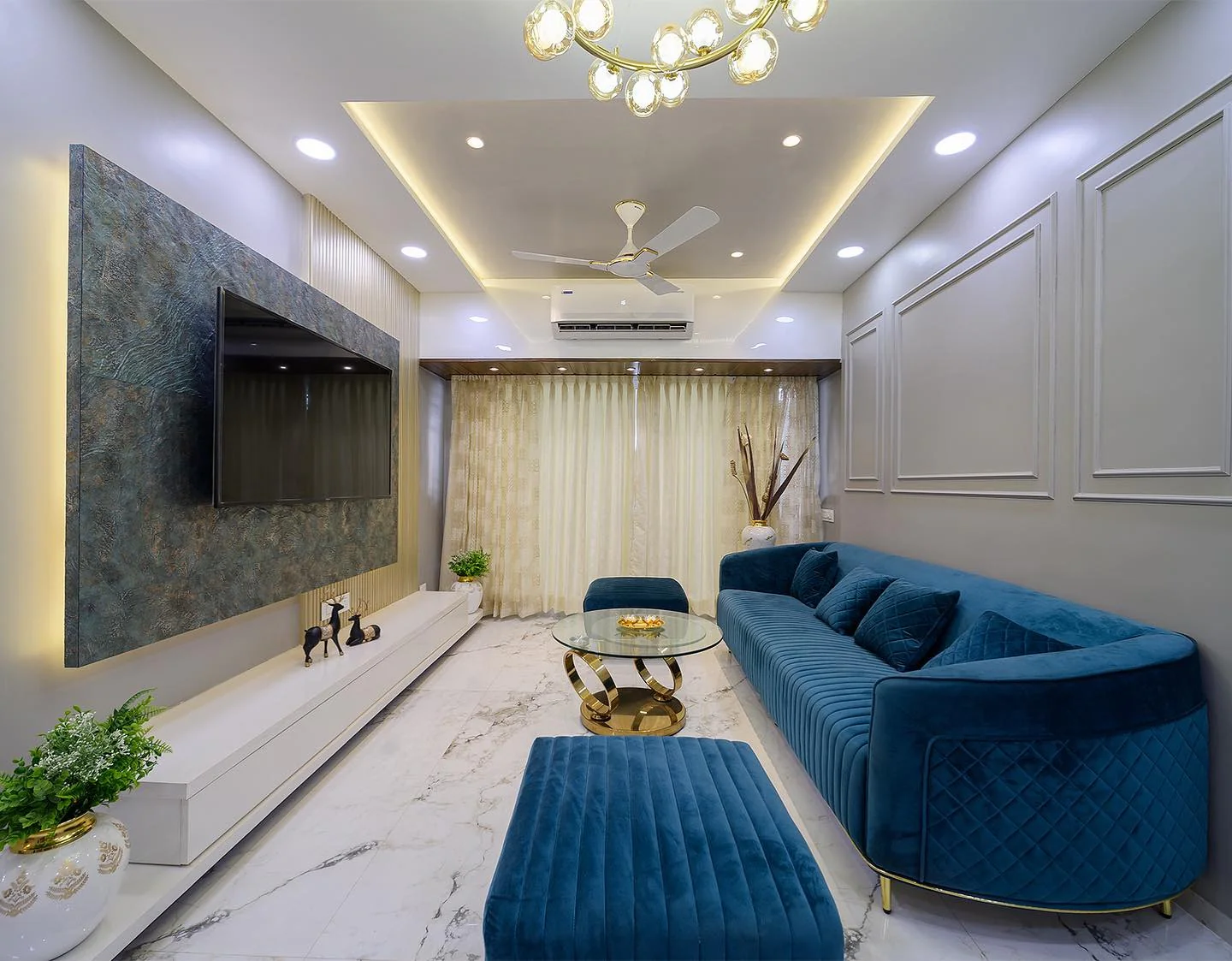 Streamlined Luxury with Quilted Velvet and Brass