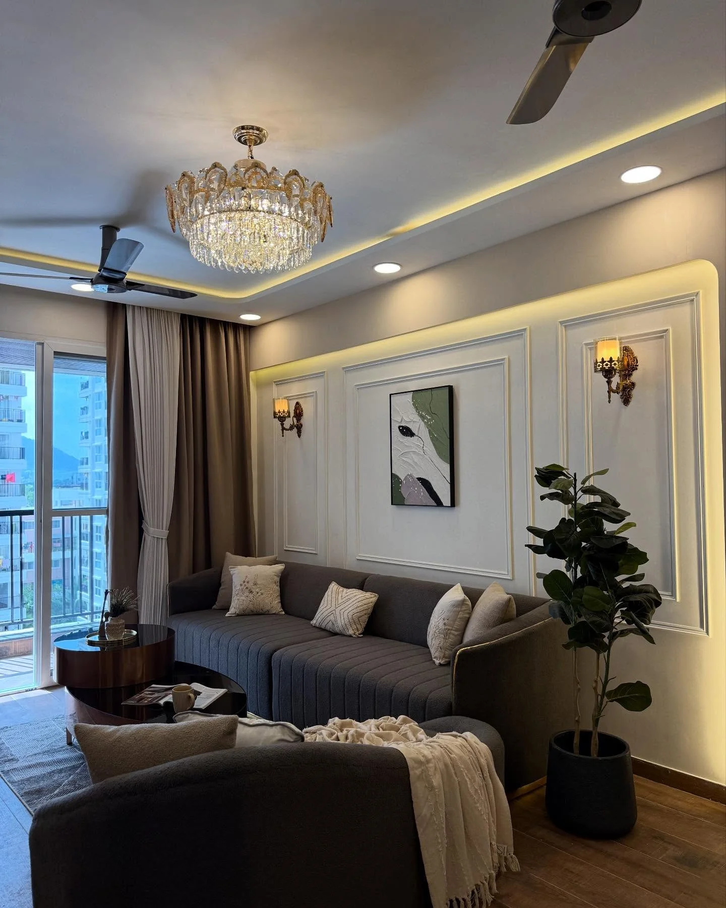 Classic Crystal Chandelier in Modern Apartment