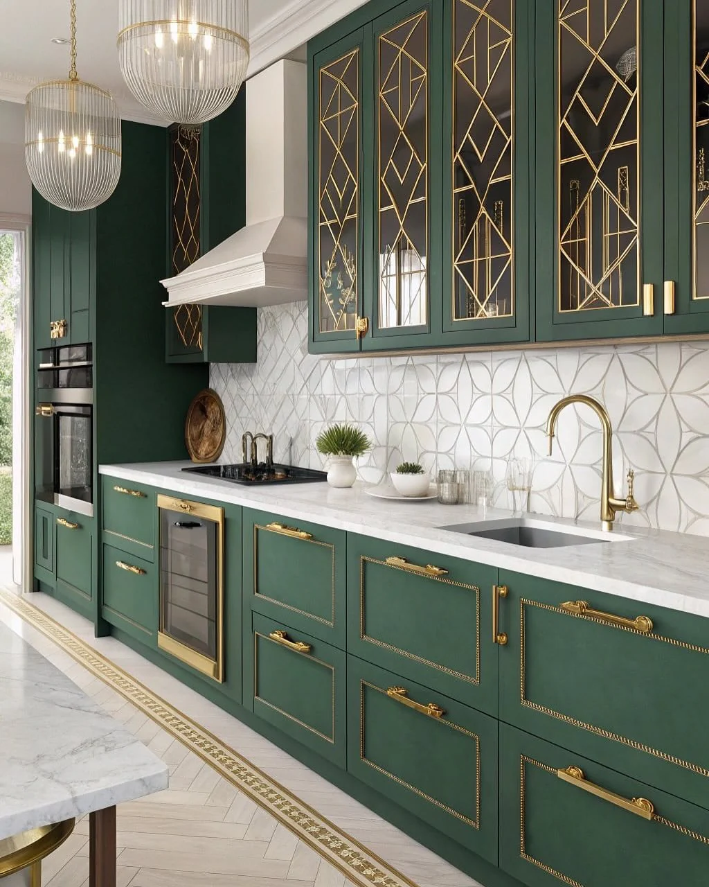 Forest Green and Gold Kitchen