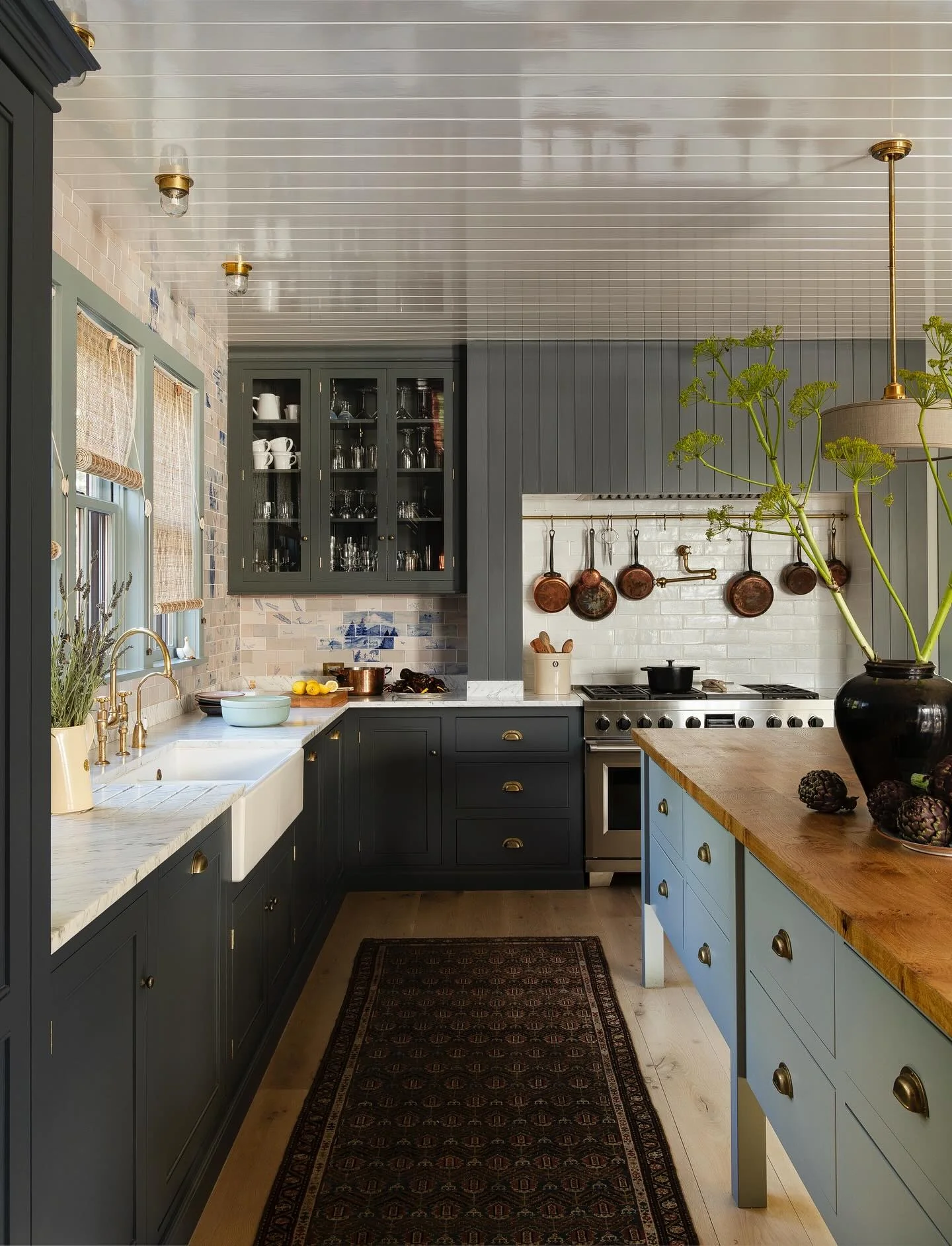 Blue-Green and Neutral Kitchen