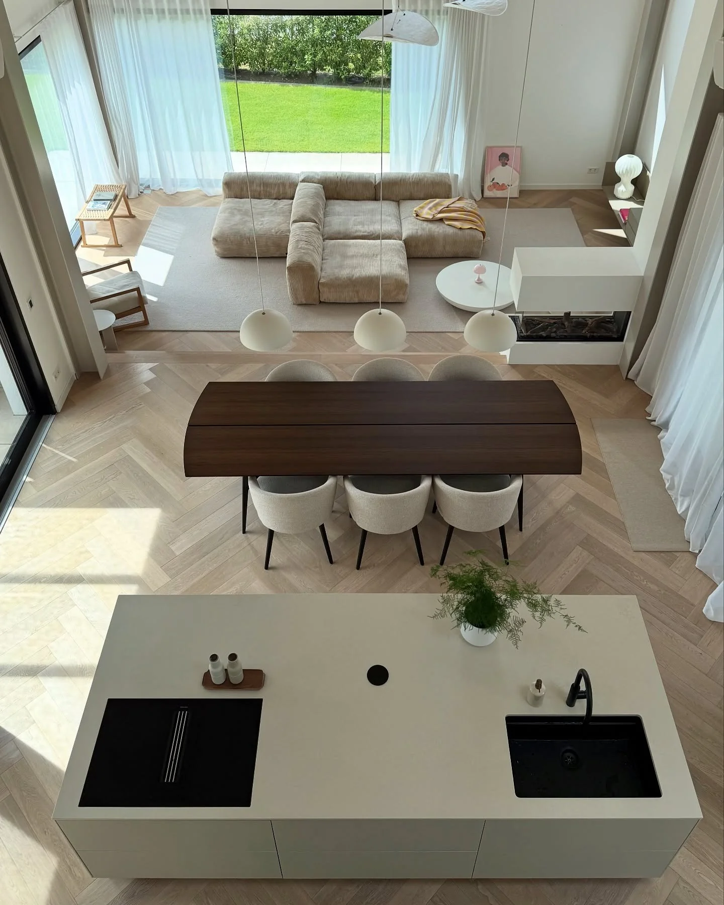 Minimalist Design with Architectural Precision (Open Kitchen Living Room Ideas)