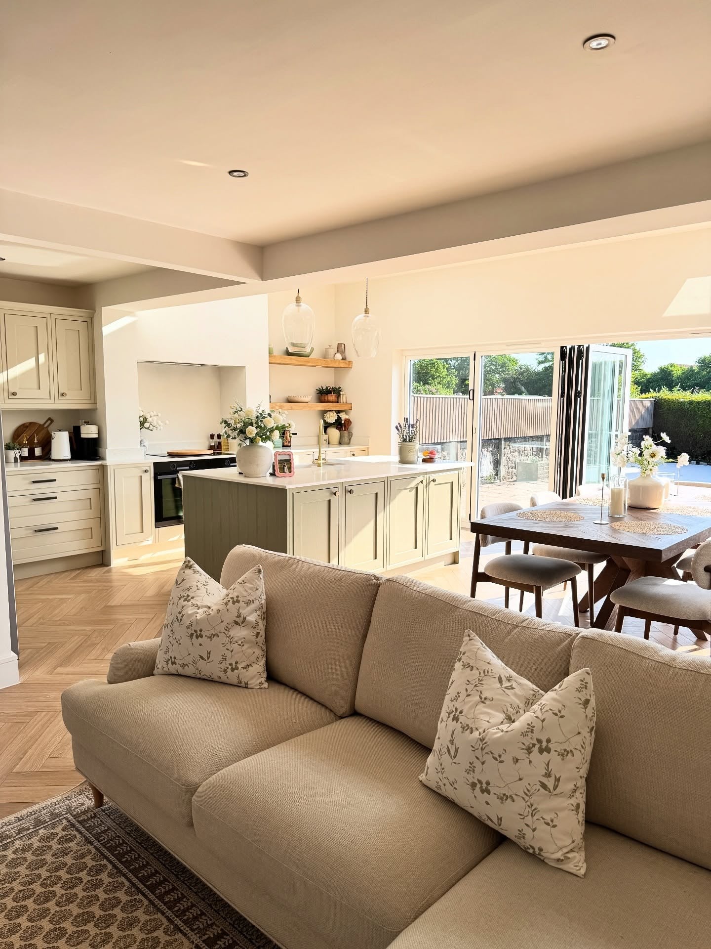 Bright Neutrals with Rustic Country Flair (Open Kitchen Living Room Ideas)