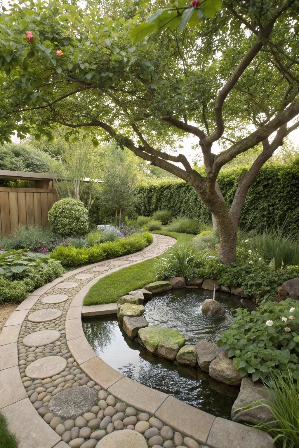 Integrate tree beds with landscape features for a unified design.