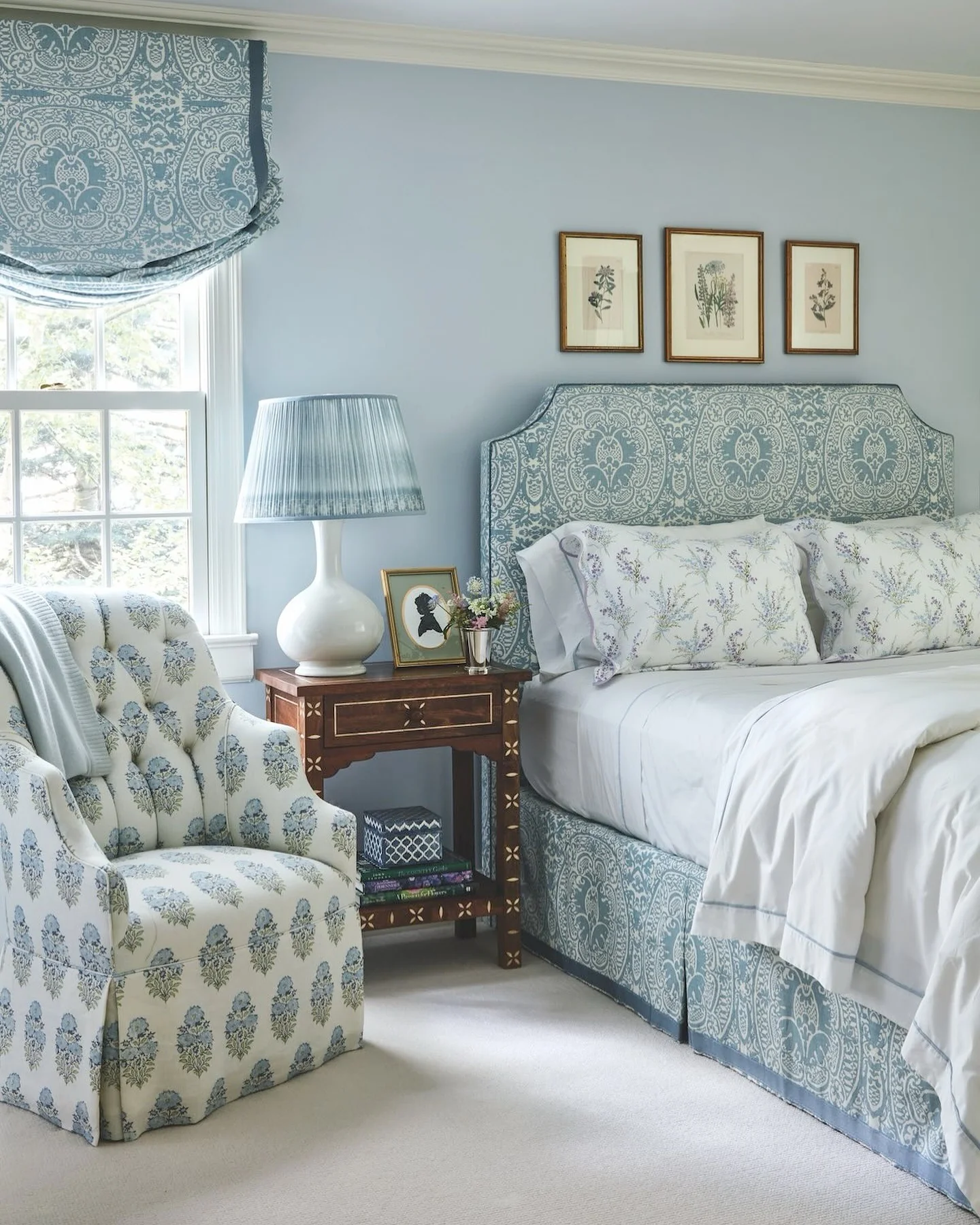 French Country Blue and White Bedroom