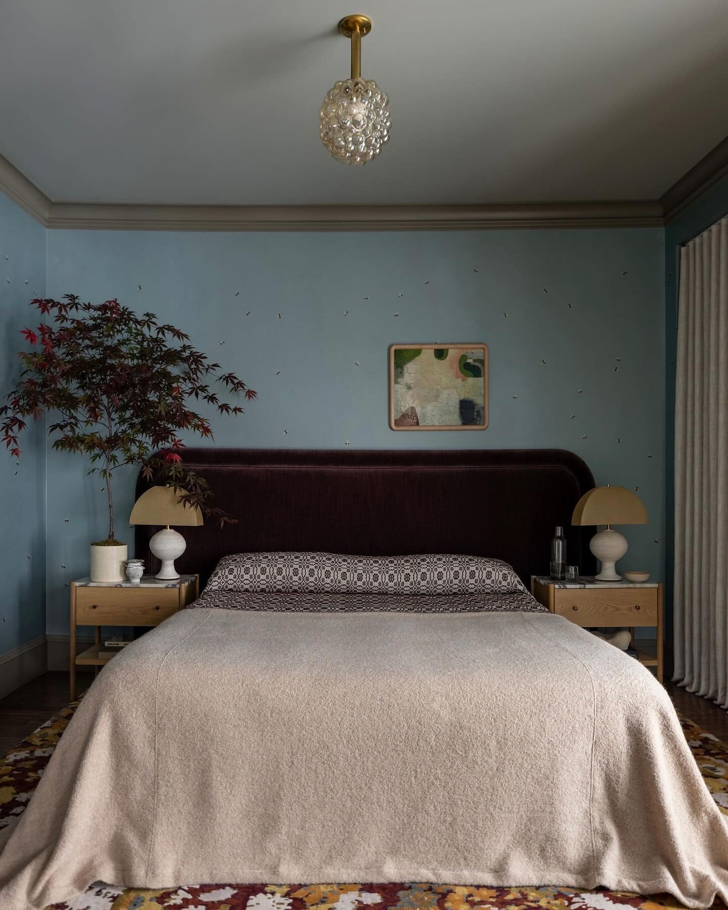 Bohemian Aubergine and Sky Blue Bedroom