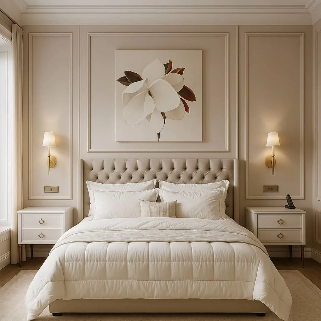 Parisian Neutral Bedroom with Panel Molding