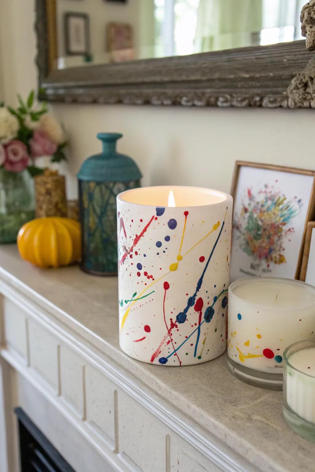 An artistic candle that adds warmth and style to any room.