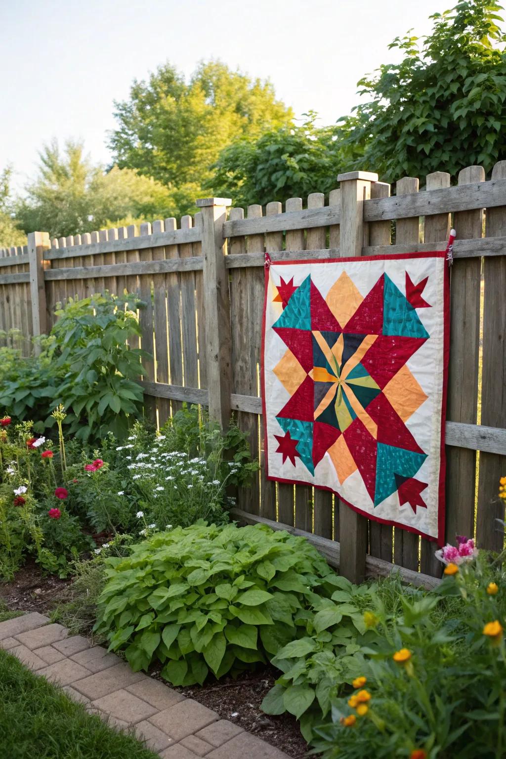 A colorful barn quilt that brings charm and character to any garden.
