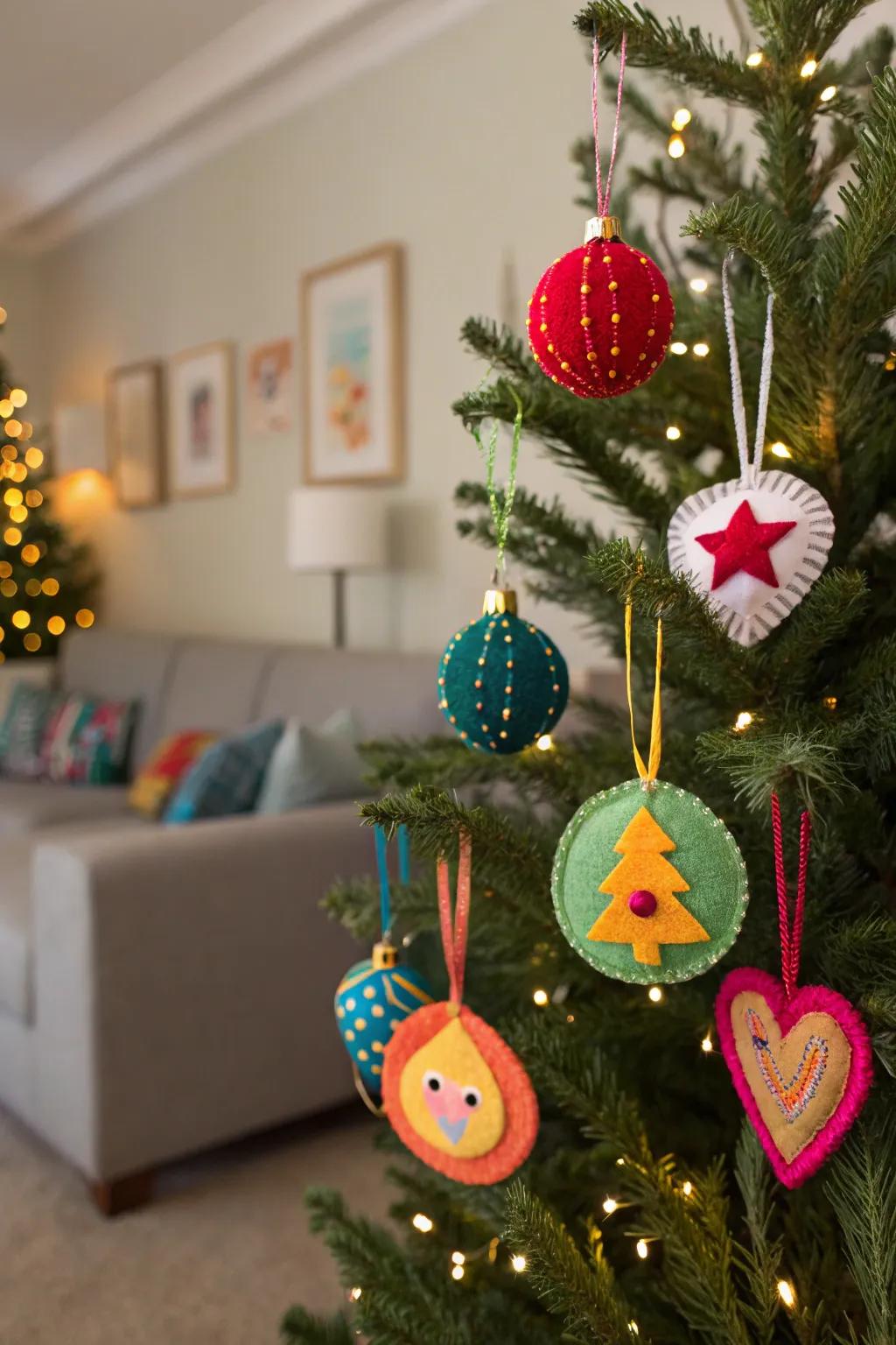 Charming felt ornaments that add a personal touch to holiday decor.
