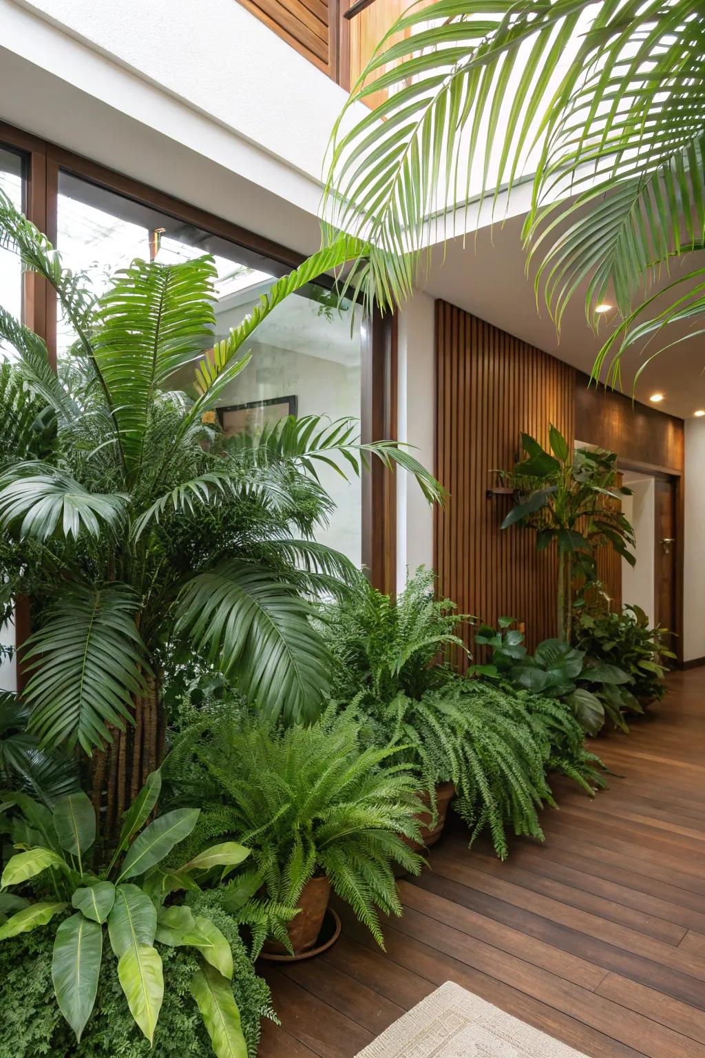 Create a green oasis with tropical plants.
