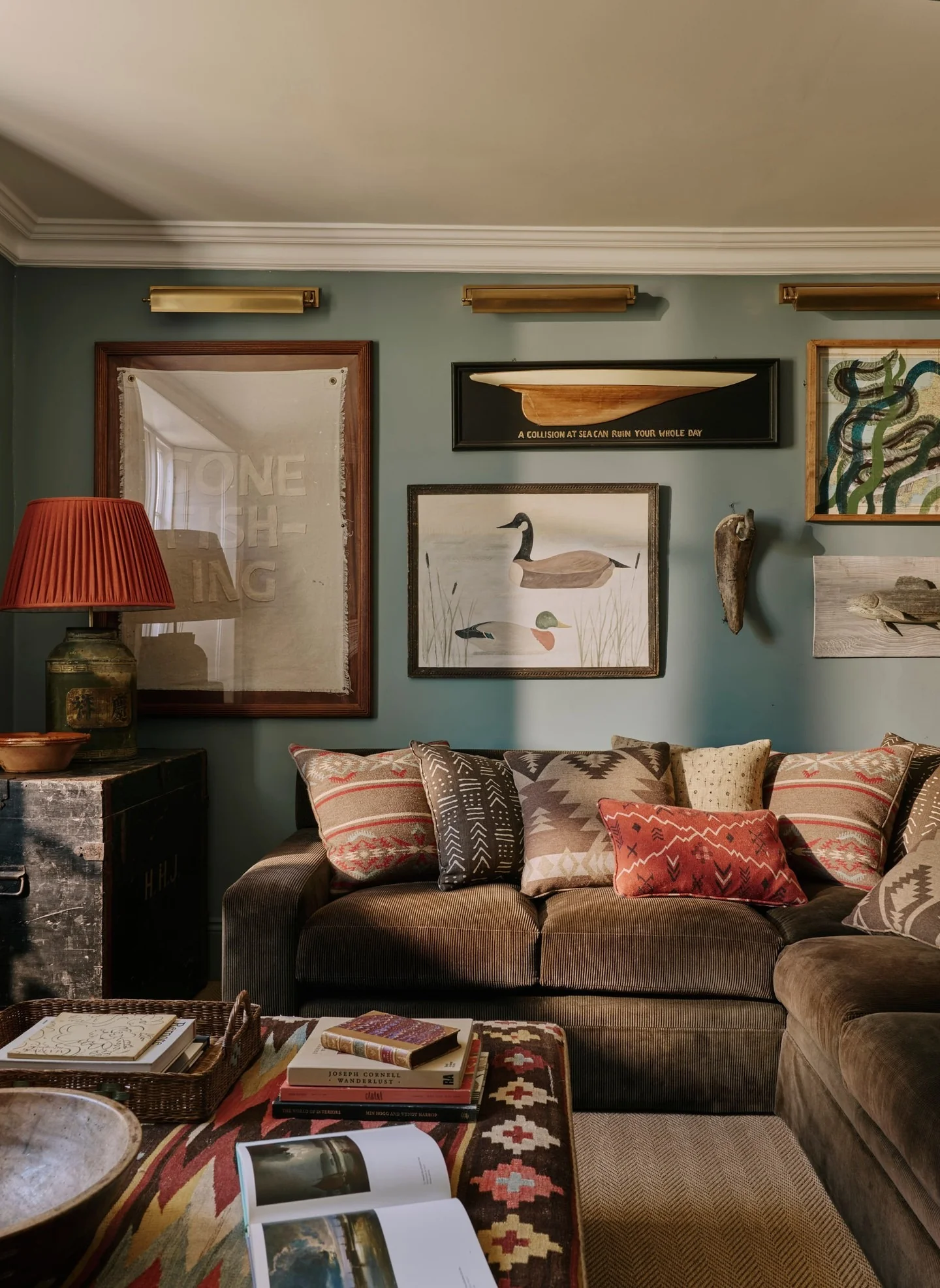 Rustic Earth Tones with Cabin-Inspired Charm (Gallery Wall Living Room Ideas)