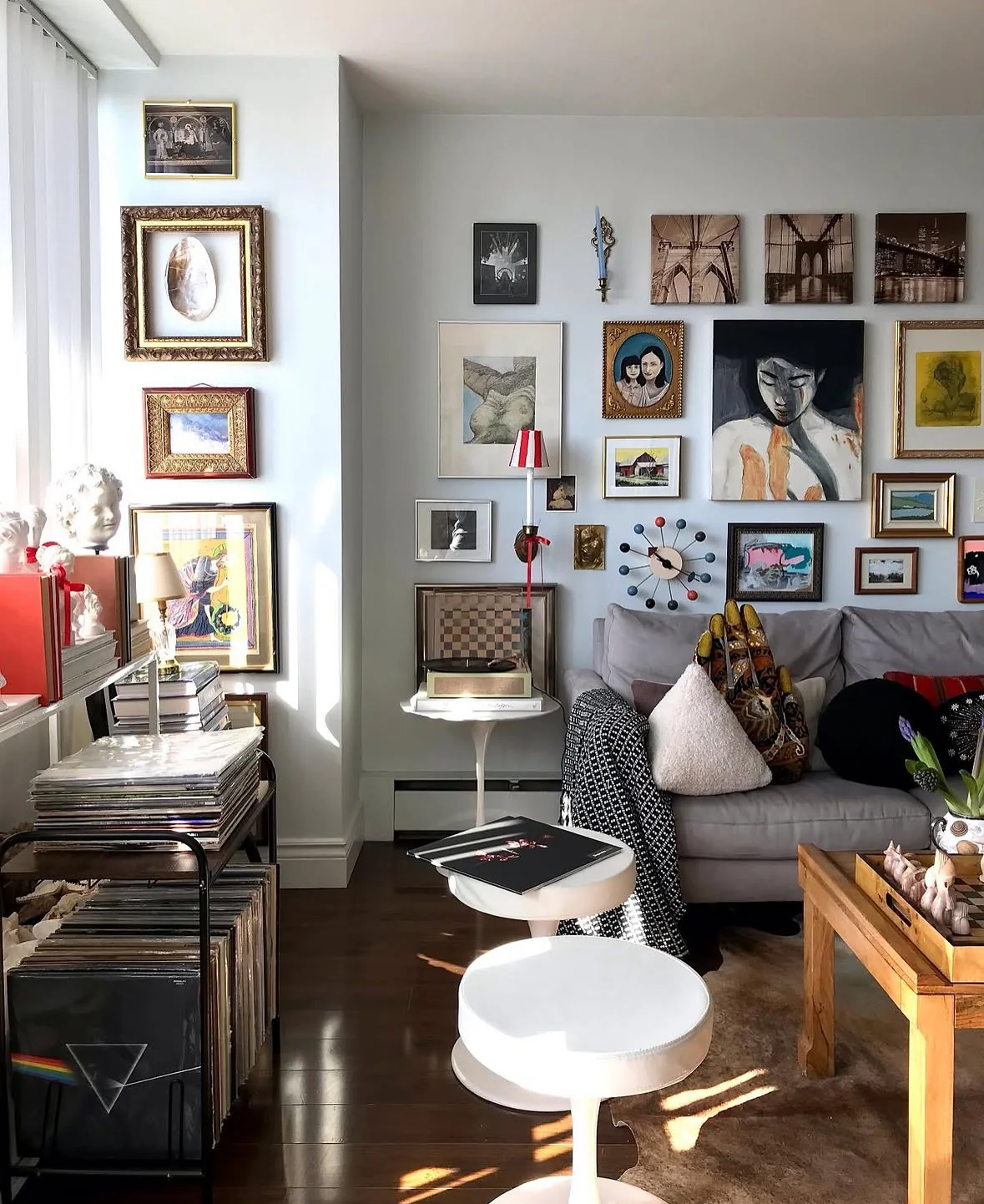 Eclectic Art Collection with Nostalgic Flair (Gallery Wall Living Room Ideas)