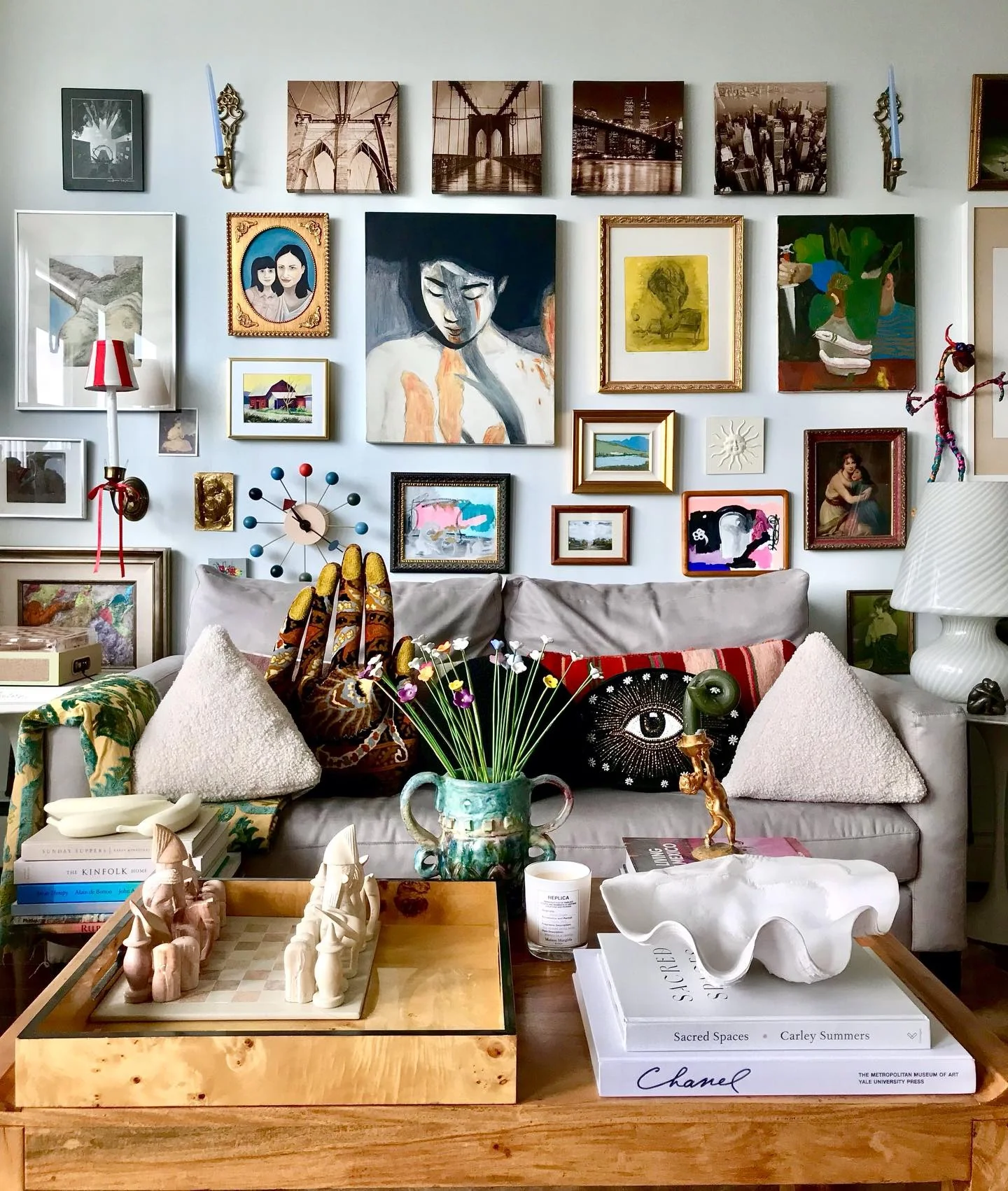 Vibrant, Personalized Art Displays (Gallery Wall Living Room Ideas)