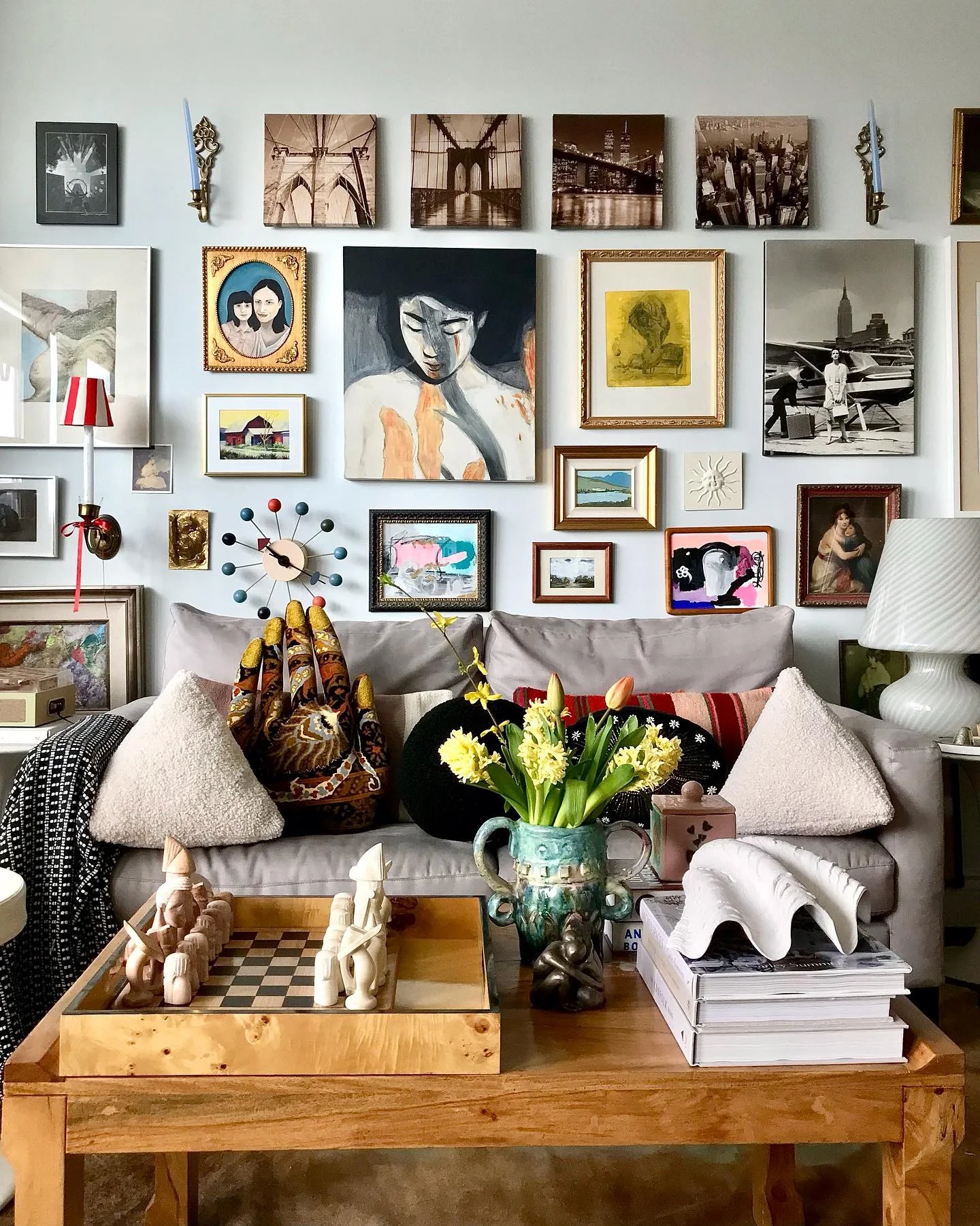 Bold Modern Maximalism with Playful Energy (Gallery Wall Living Room Ideas)