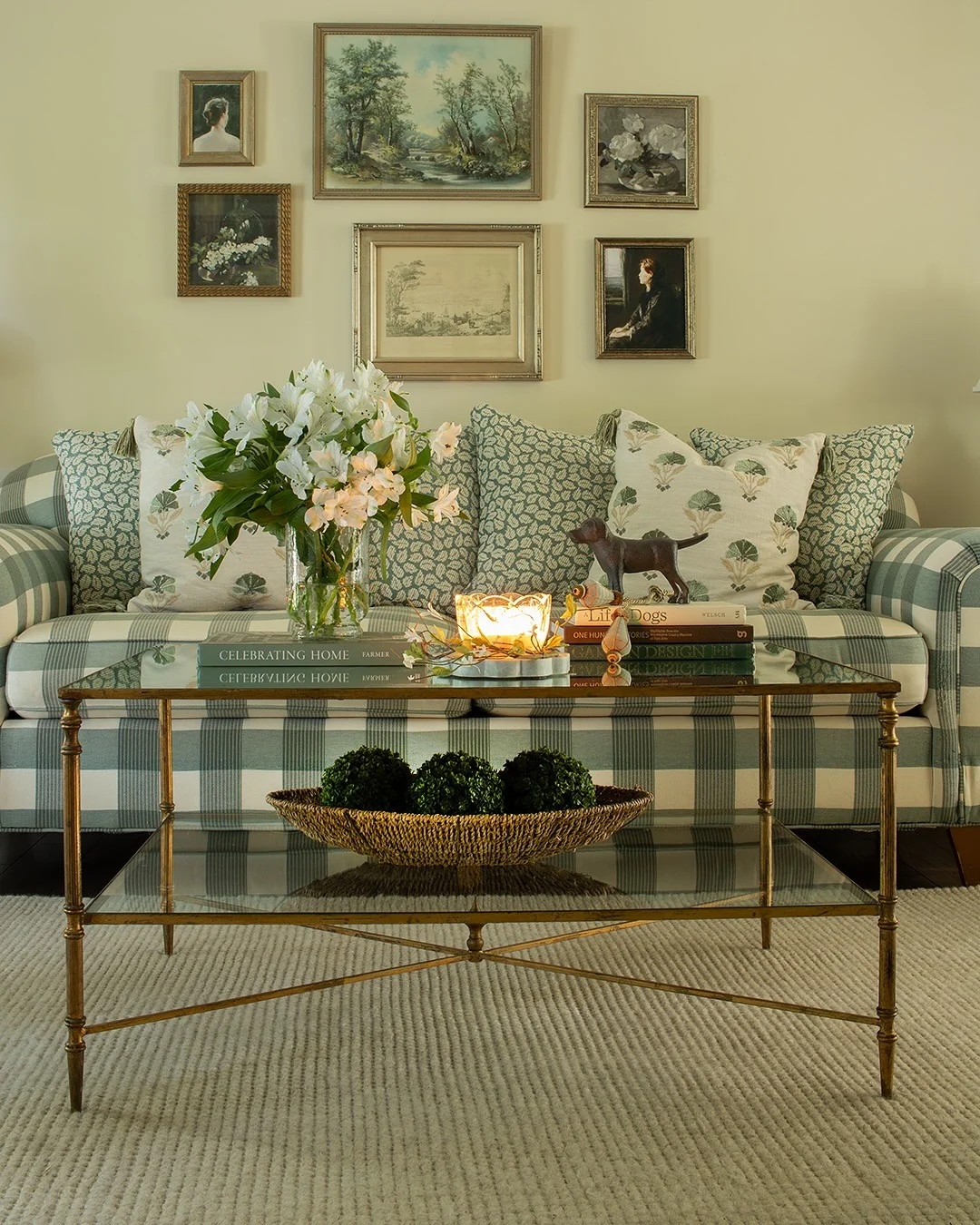 Timeless Country Charm with Classic Checks (Gallery Wall Living Room Ideas)