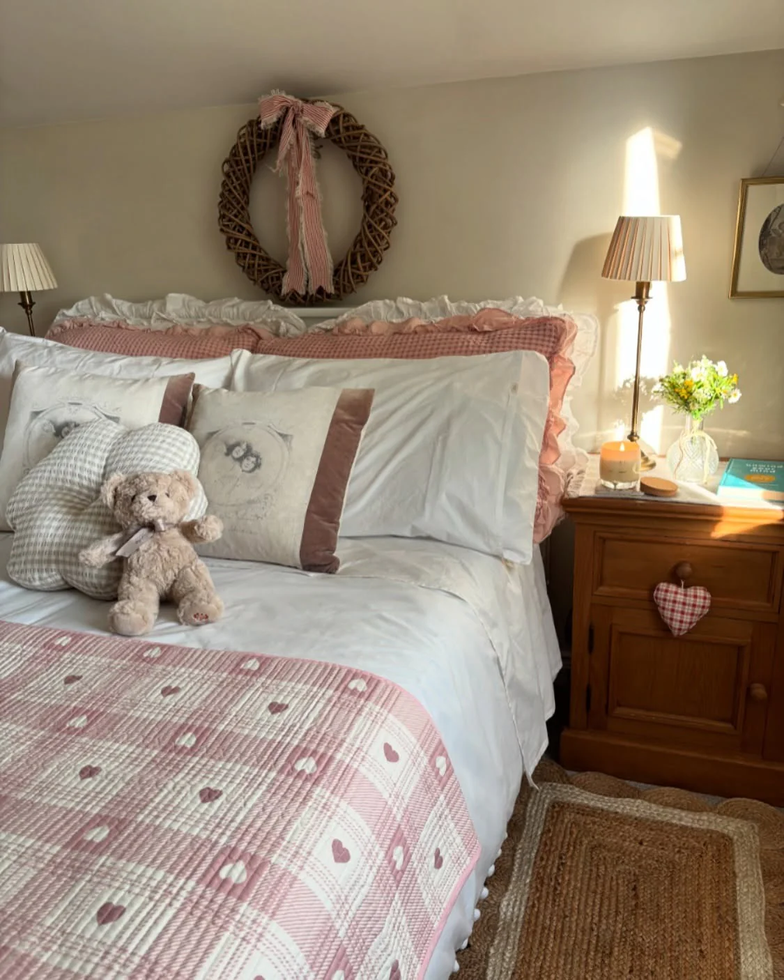 Country Cottage Sweetness with Gingham Accents in Bedroom