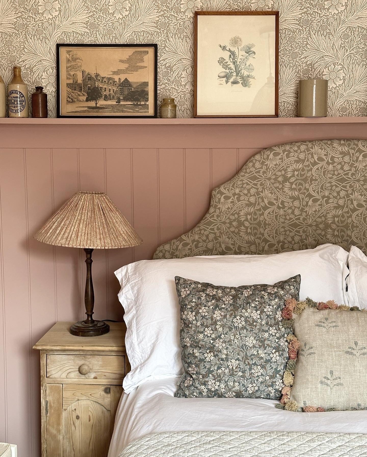 Timeless Florals with Vintage Personality in Pink and Gray Bedroom