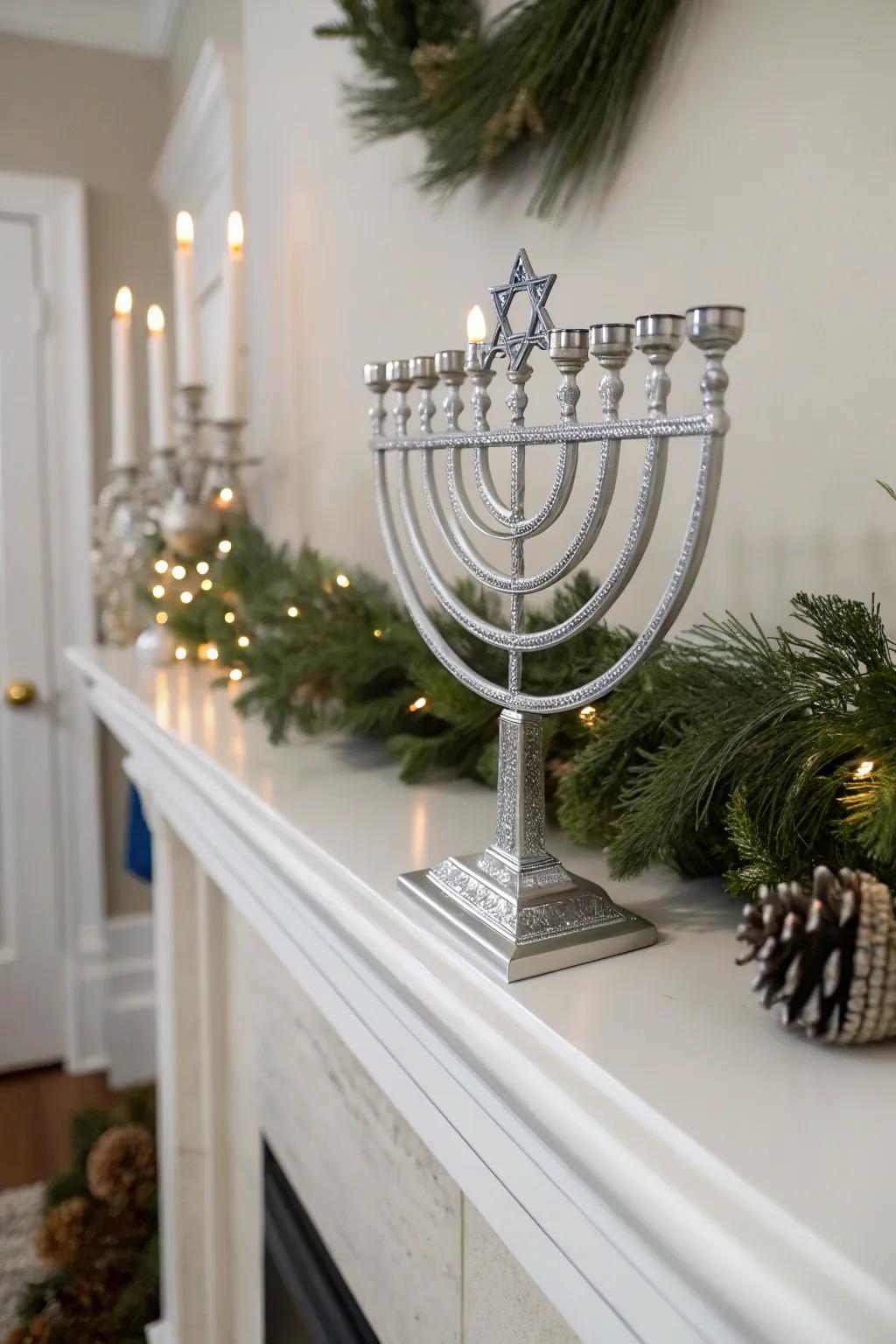 A custom engraved menorah for a personal touch.