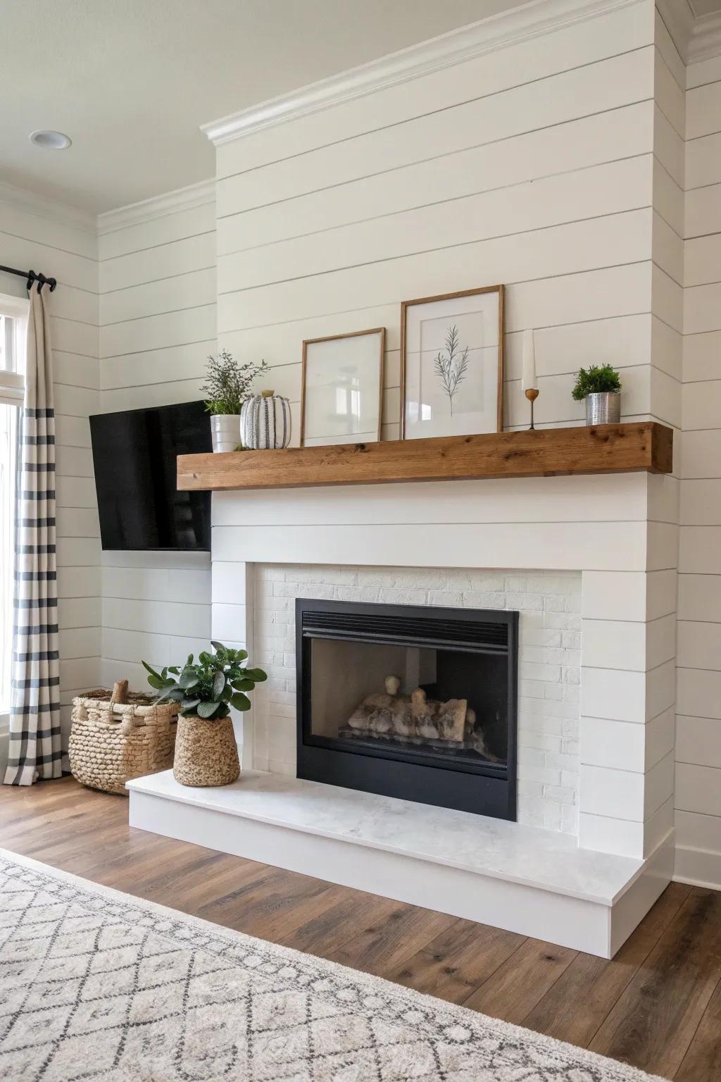 Floating mantels create a sleek, minimalist look.