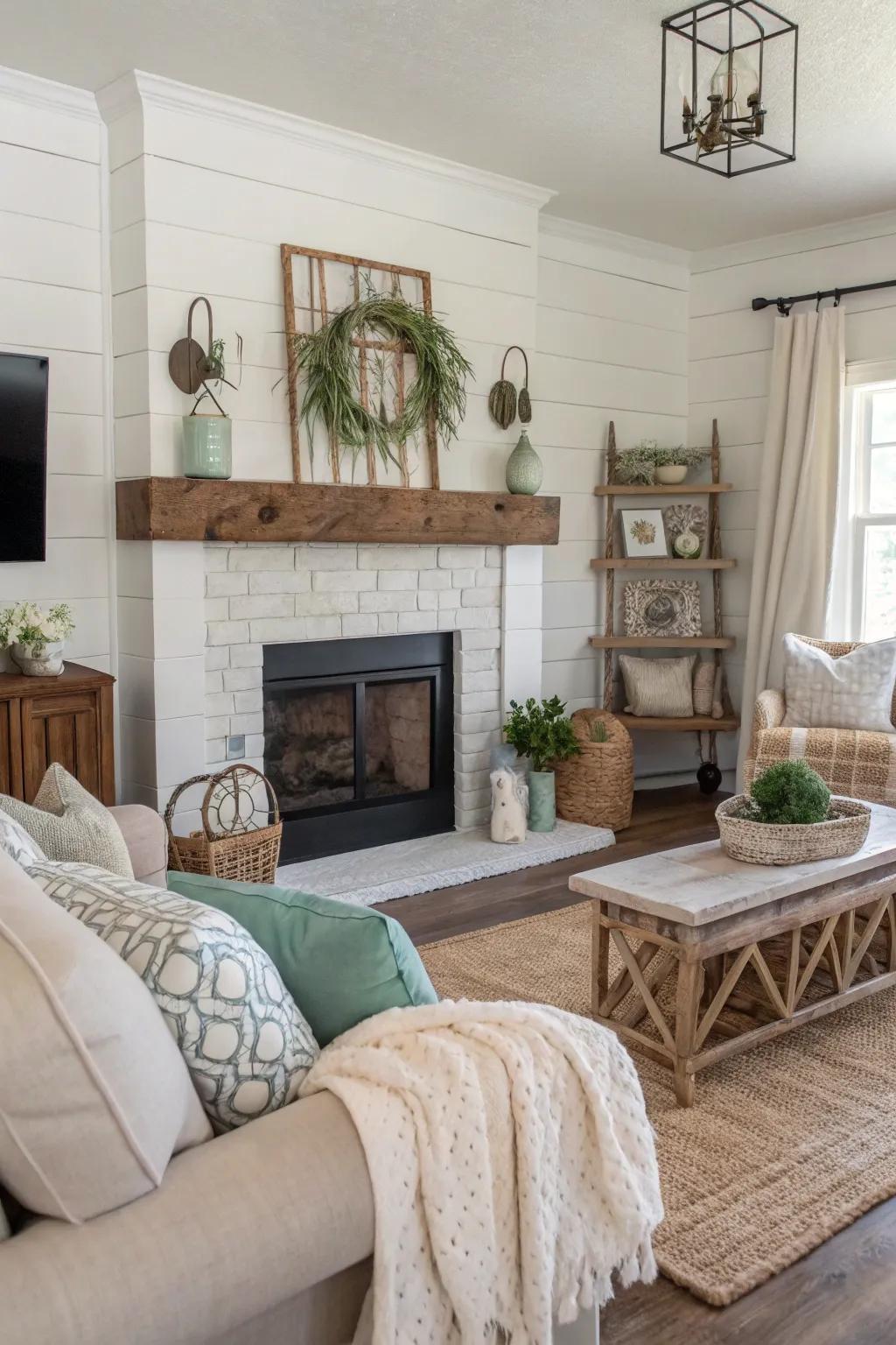 Limewash adds a vintage touch with subtle texture.