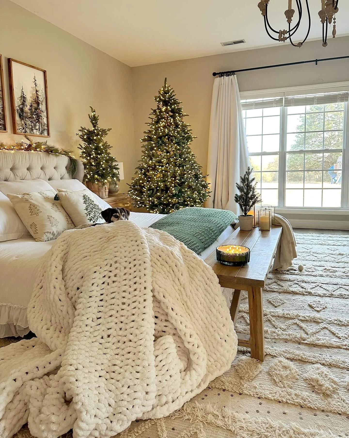Classic Christmas Ambiance with Multiple Trees (Christmas Bedroom Ideas)