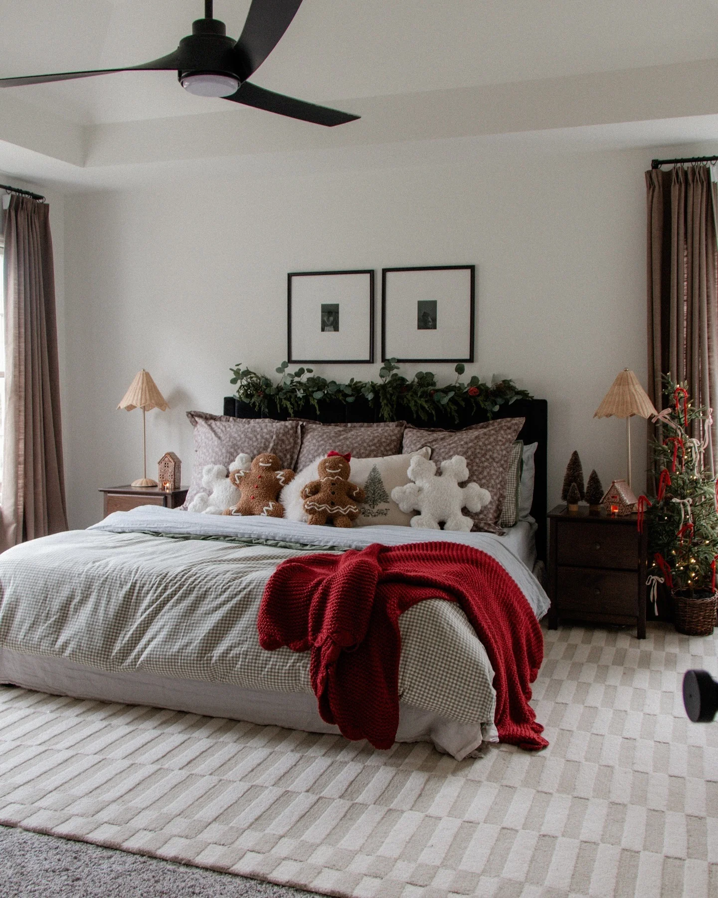 Neutral Base with Festive Plush Details (Christmas Bedroom Ideas)