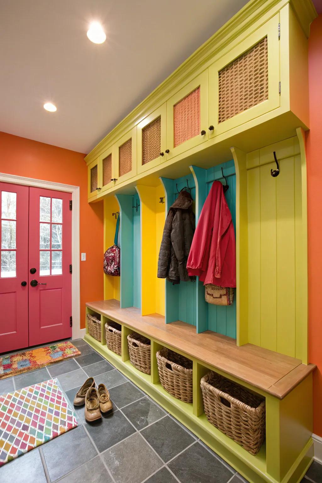 Give your mud room a pop of color.
