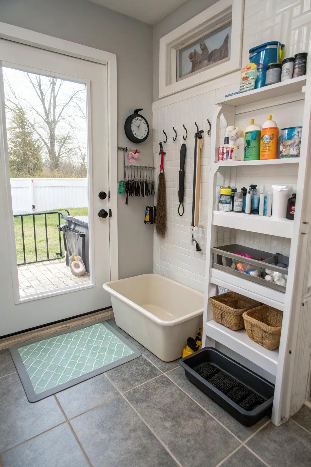 Designate a space for your pet's needs.